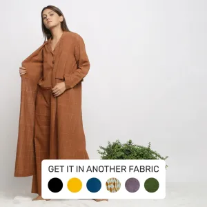 Almond Brown Checks Loose Fit Cotton Overlay