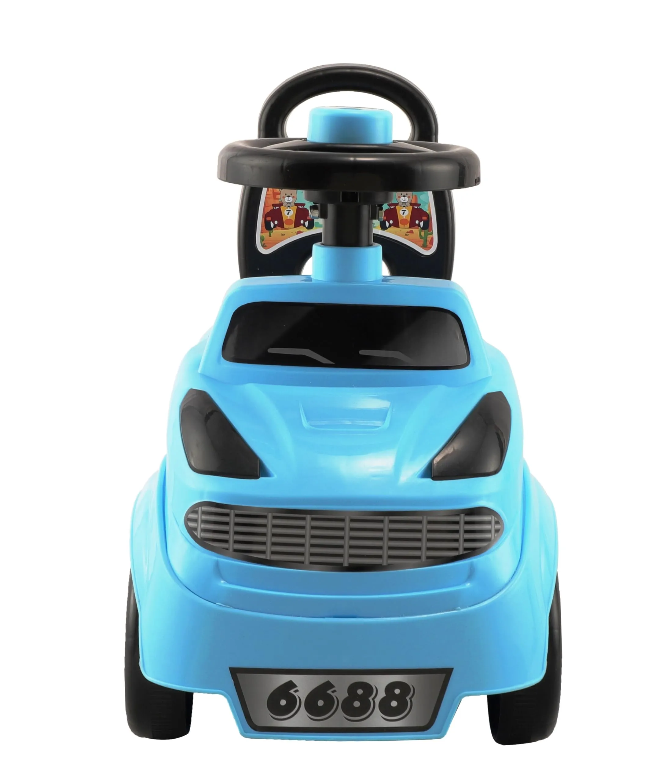 BabyGo Zippy Ride on & Car for Kids with Music & Horn Steering, Push Car for Baby with Backrest, Safety Guard, Under Seat Storage & Big Wheels, Ride on for Kids 1 to 3 Years (Blue)