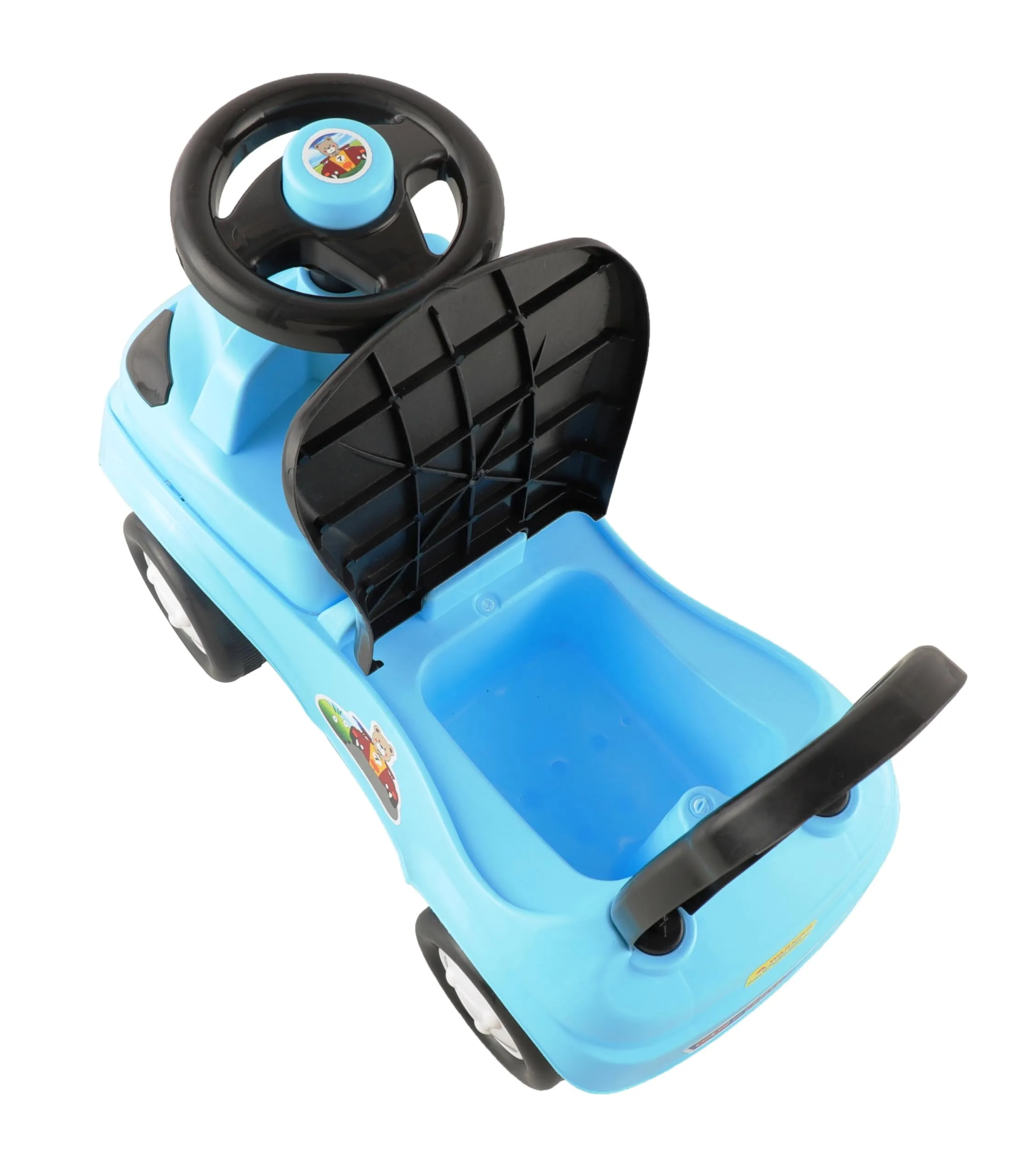 BabyGo Zippy Ride on & Car for Kids with Music & Horn Steering, Push Car for Baby with Backrest, Safety Guard, Under Seat Storage & Big Wheels, Ride on for Kids 1 to 3 Years (Blue)