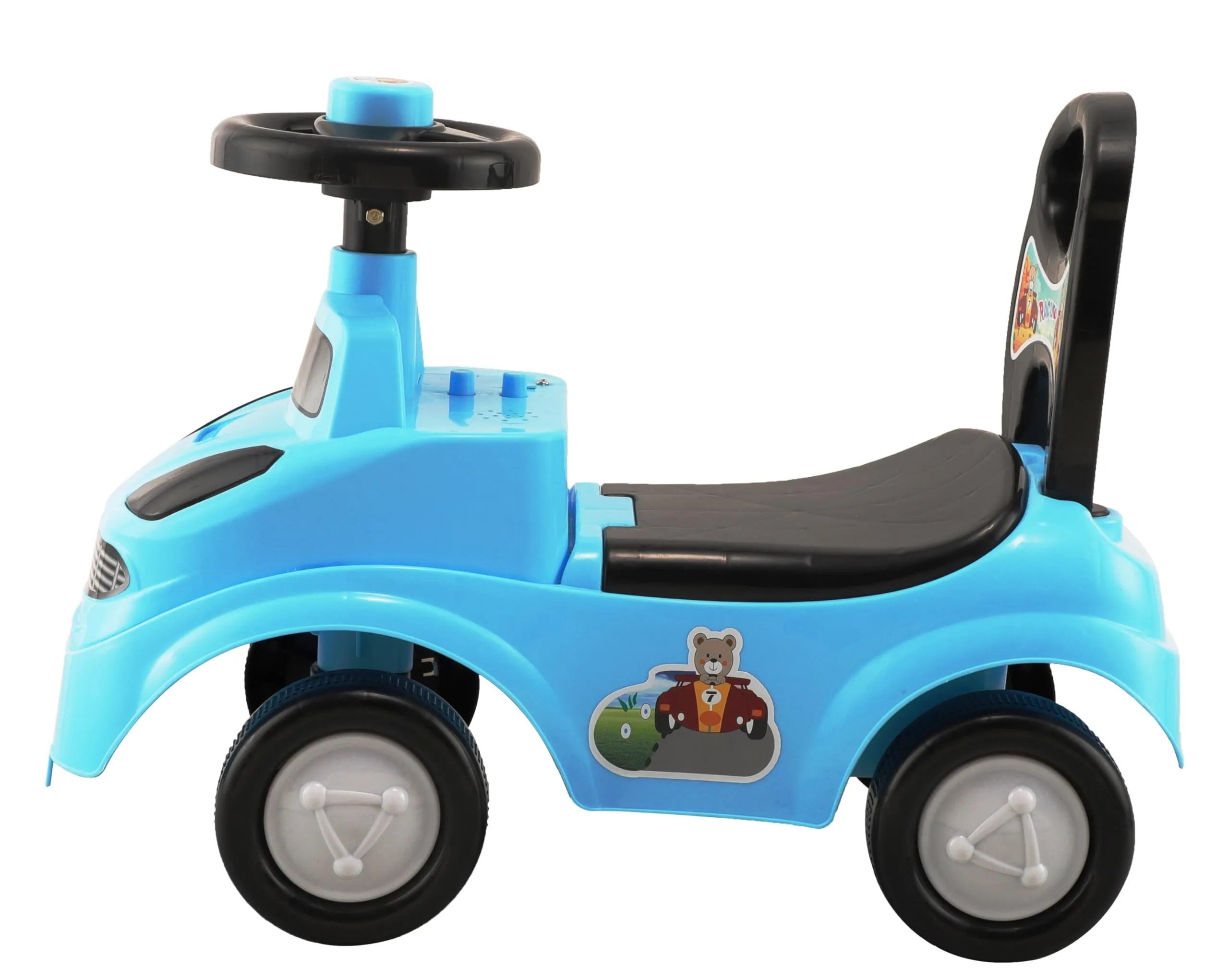 BabyGo Zippy Ride on & Car for Kids with Music & Horn Steering, Push Car for Baby with Backrest, Safety Guard, Under Seat Storage & Big Wheels, Ride on for Kids 1 to 3 Years (Blue)