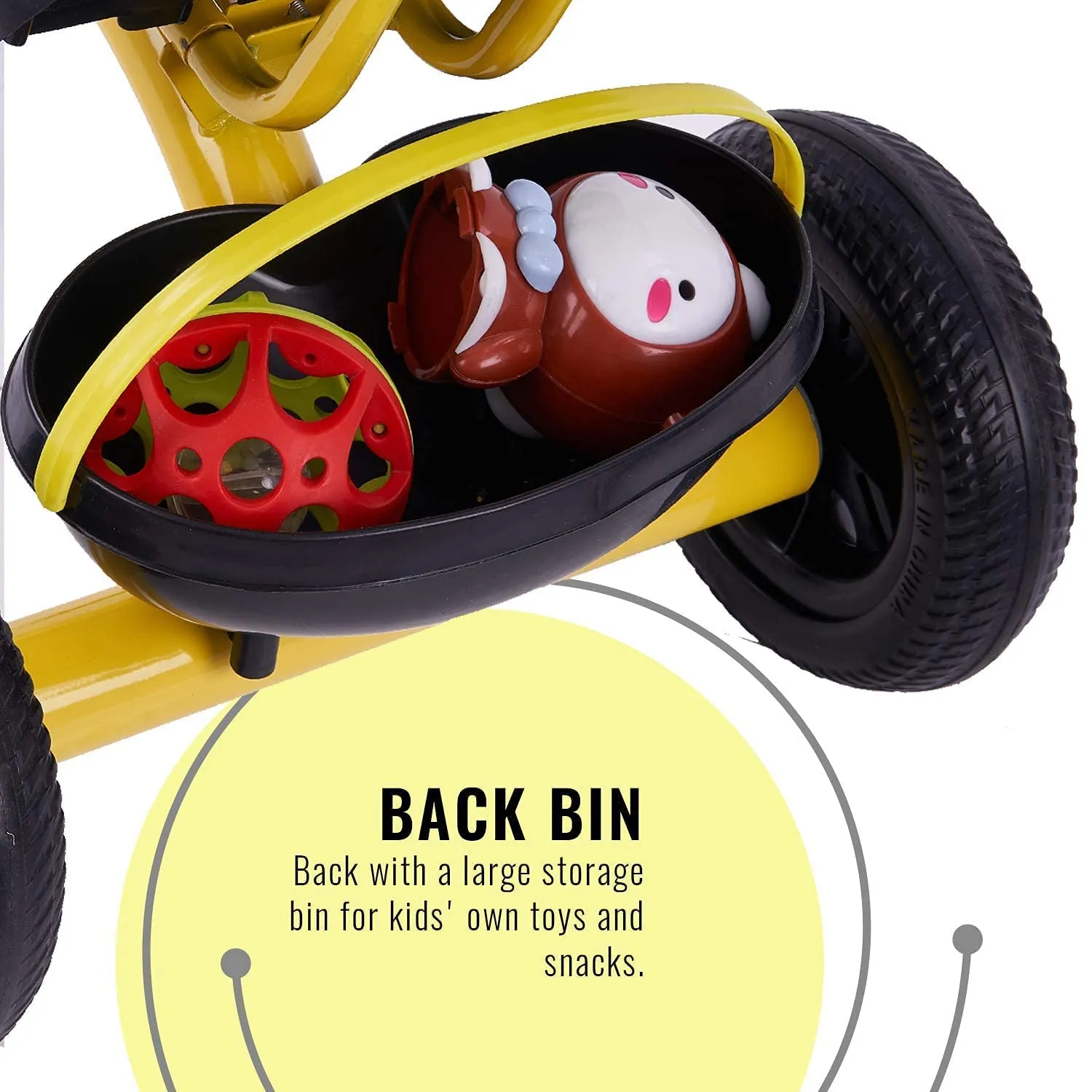 Baybee Pikachu Baby Tricycle for Kids with Eva Wheels, High Backrest, Bell & Dual Storage Baskets