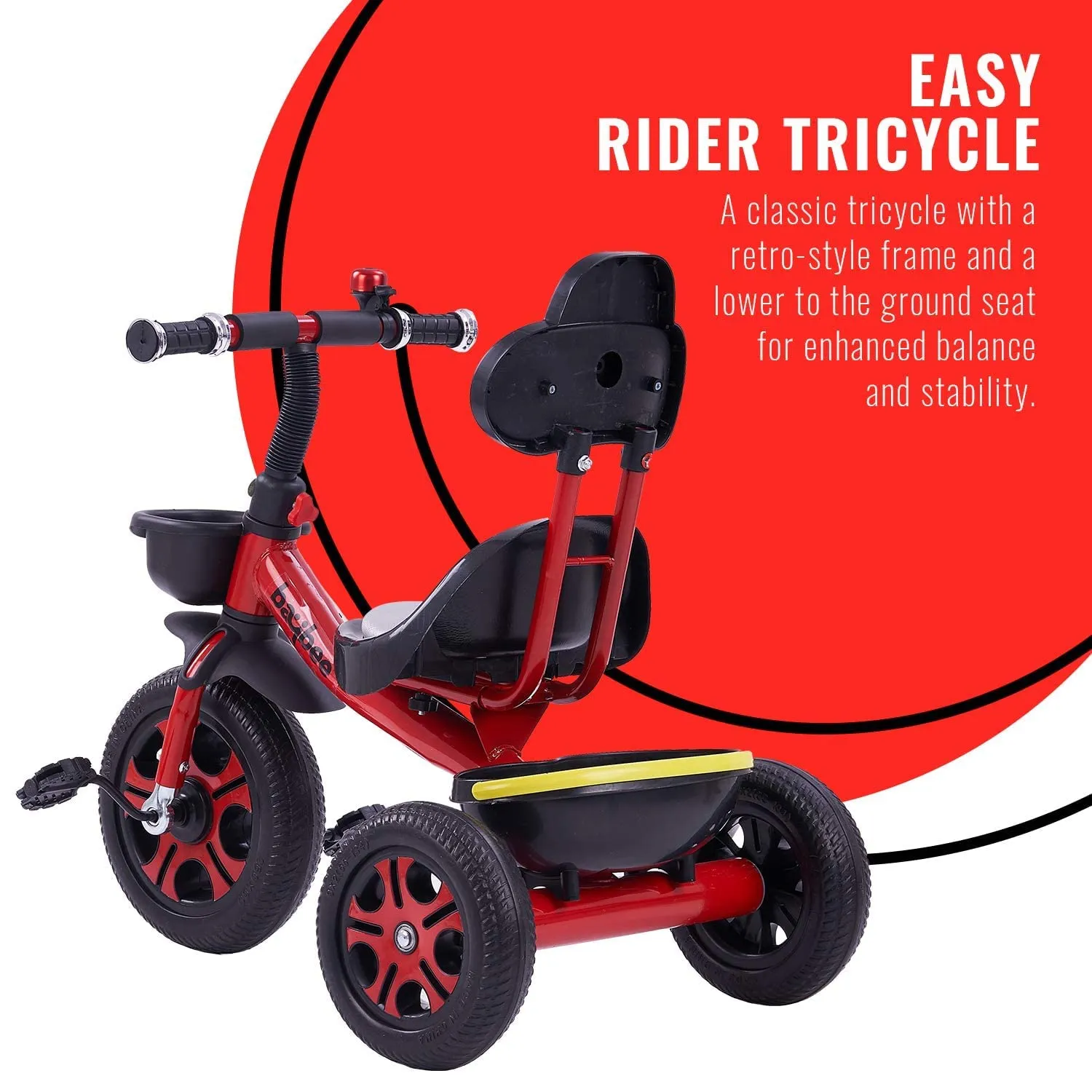 Baybee Pikachu Baby Tricycle for Kids with Eva Wheels, High Backrest, Bell & Dual Storage Baskets