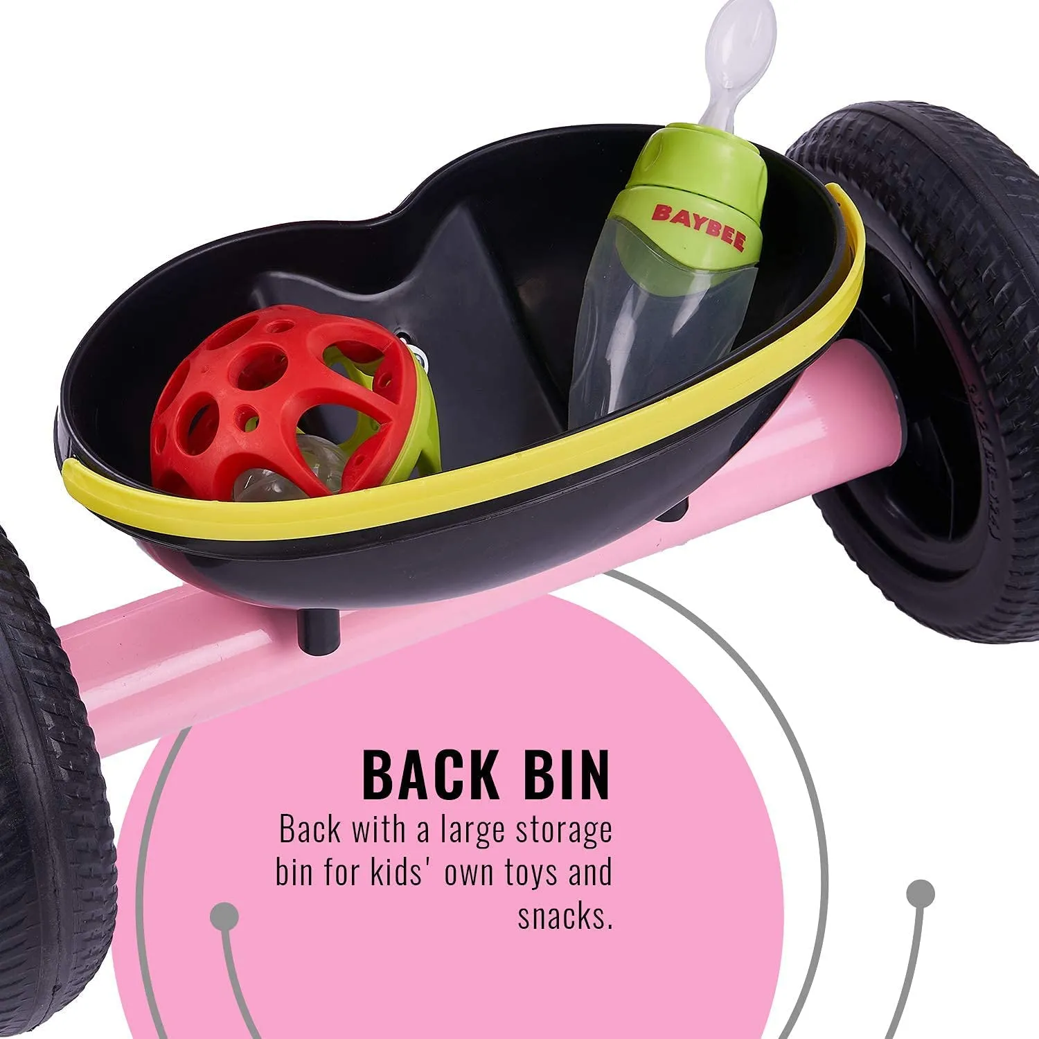 Baybee Pikachu Baby Tricycle for Kids with Eva Wheels, High Backrest, Bell & Dual Storage Baskets