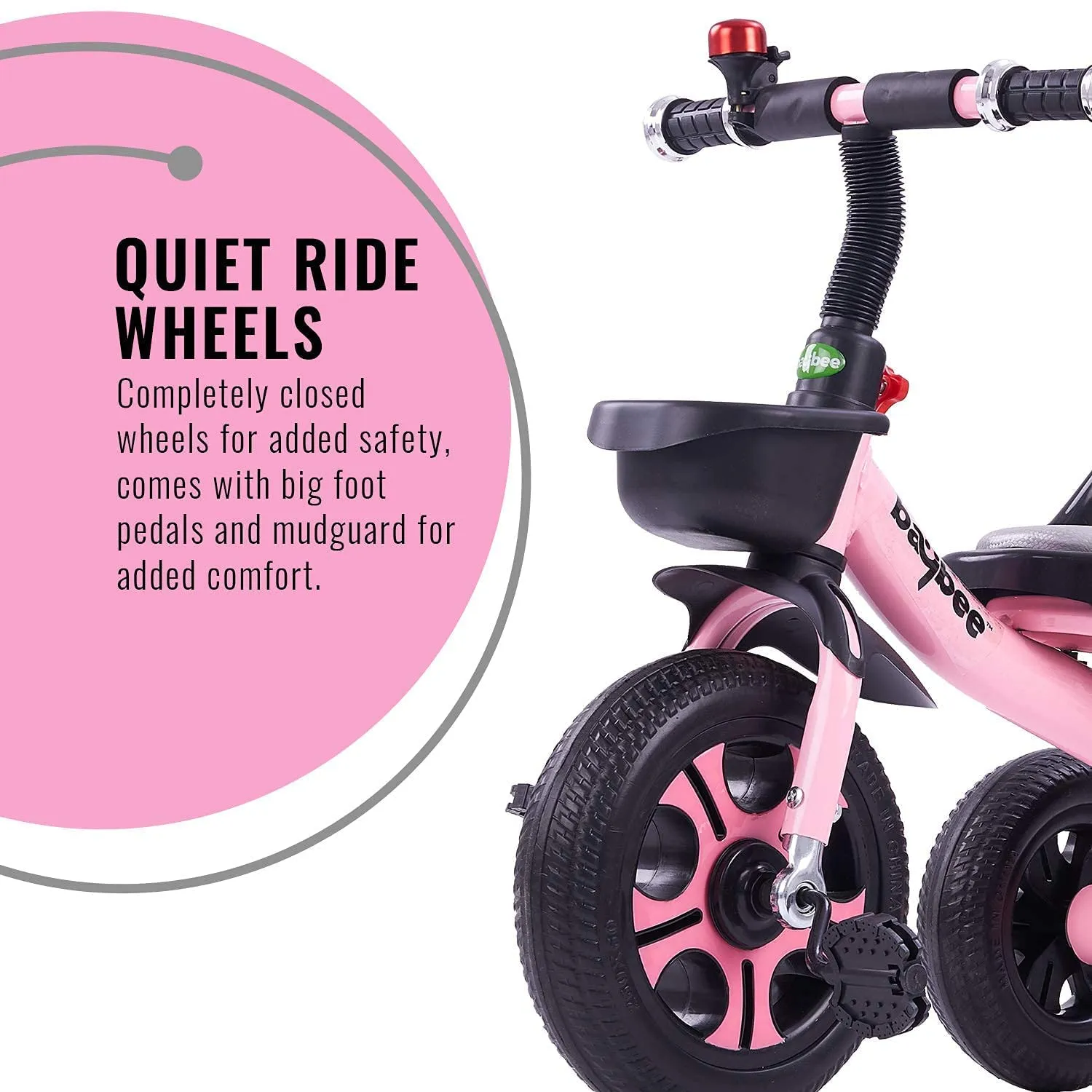 Baybee Pikachu Baby Tricycle for Kids with Eva Wheels, High Backrest, Bell & Dual Storage Baskets