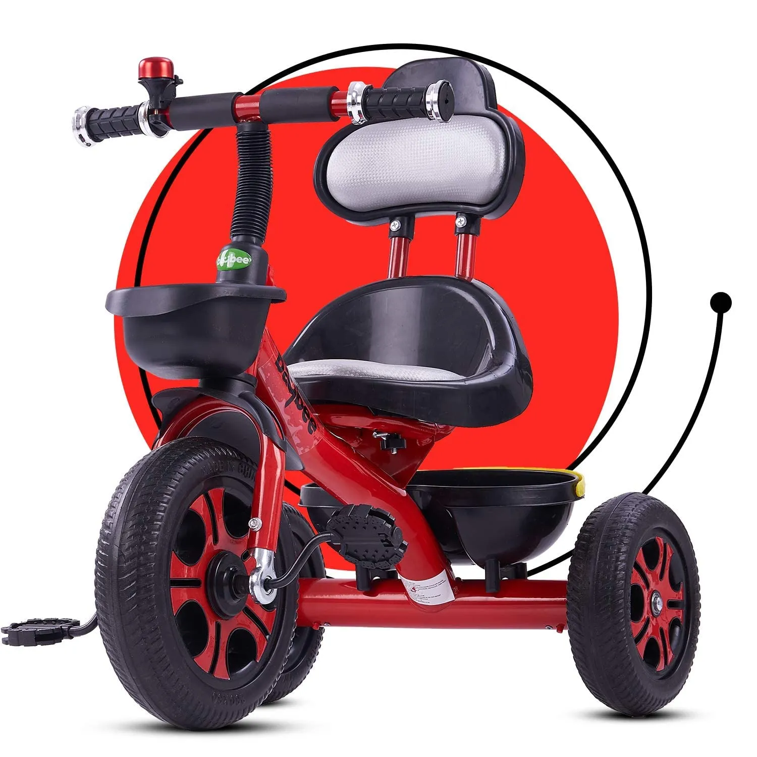 Baybee Pikachu Baby Tricycle for Kids with Eva Wheels, High Backrest, Bell & Dual Storage Baskets