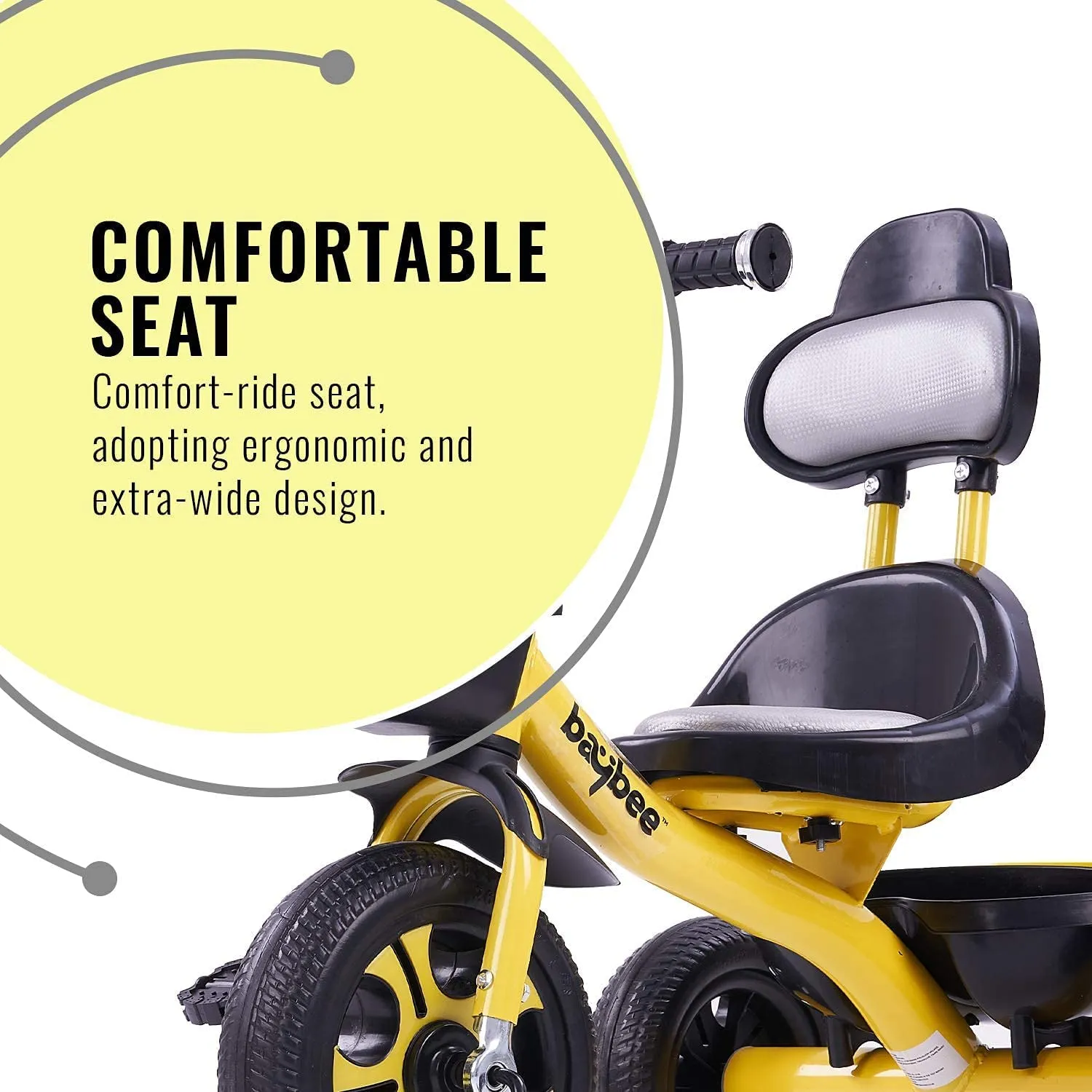 Baybee Pikachu Baby Tricycle for Kids with Eva Wheels, High Backrest, Bell & Dual Storage Baskets