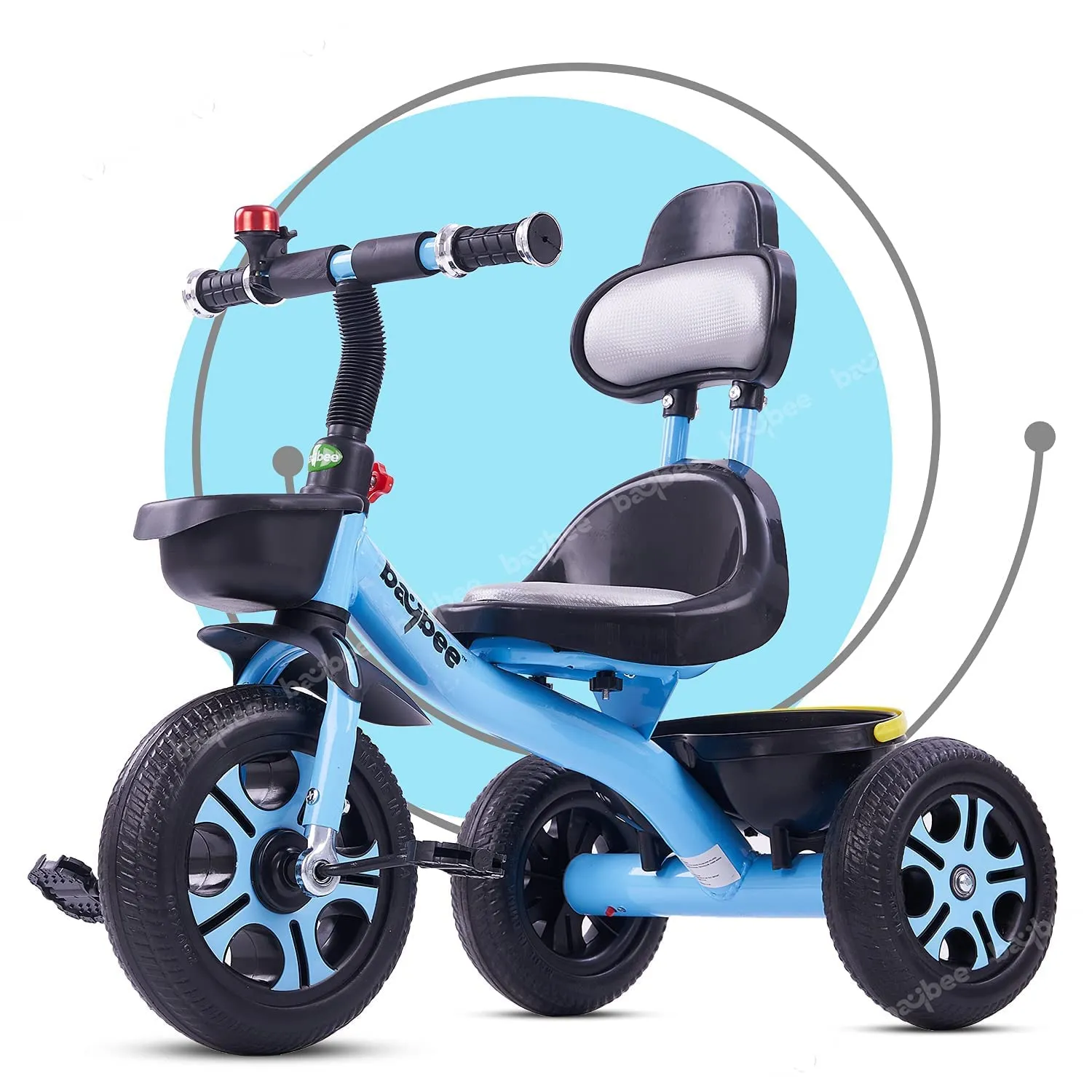 Baybee Pikachu Baby Tricycle for Kids with Eva Wheels, High Backrest, Bell & Dual Storage Baskets