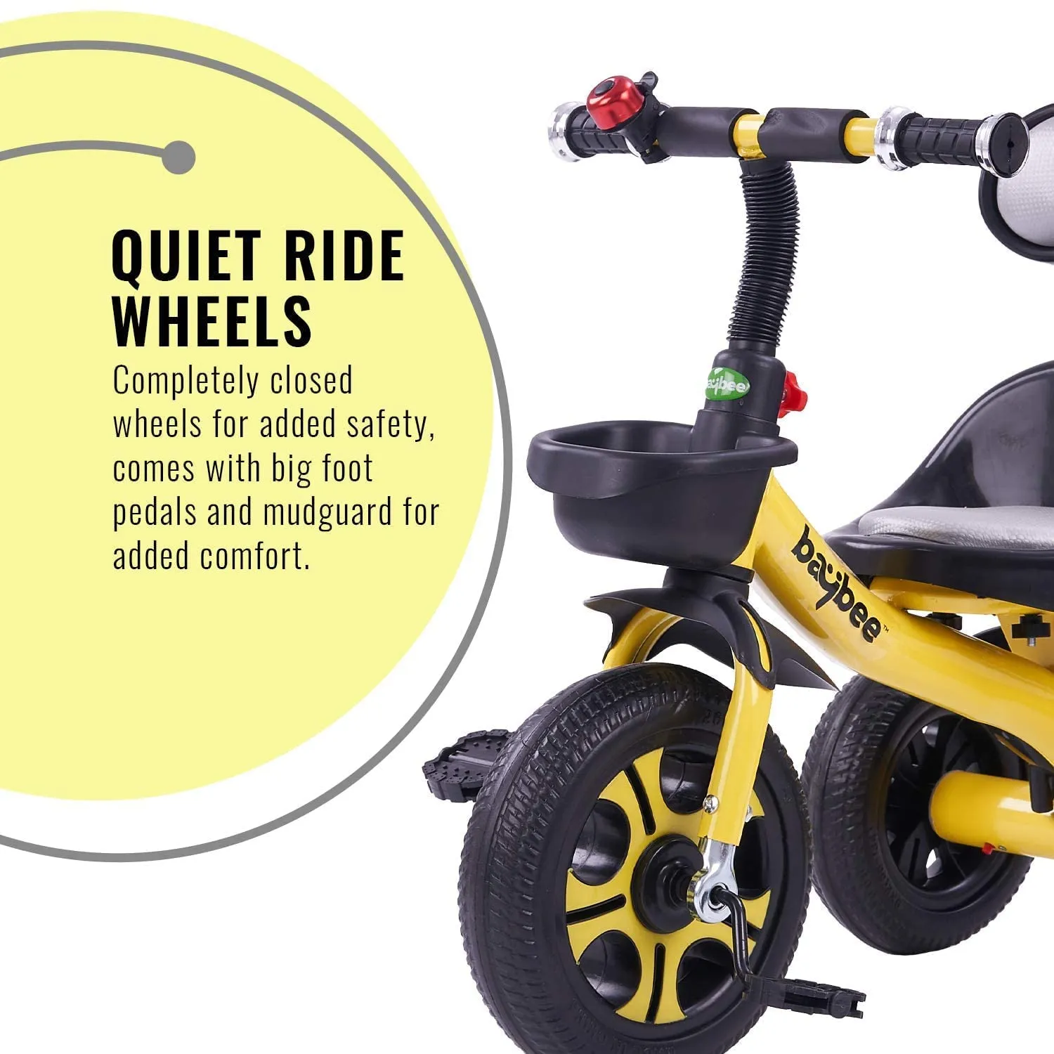 Baybee Pikachu Baby Tricycle for Kids with Eva Wheels, High Backrest, Bell & Dual Storage Baskets