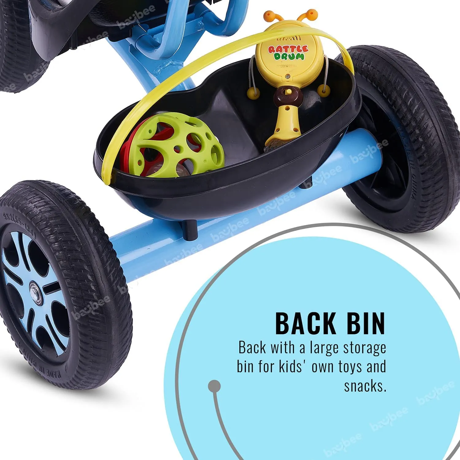 Baybee Pikachu Baby Tricycle for Kids with Eva Wheels, High Backrest, Bell & Dual Storage Baskets