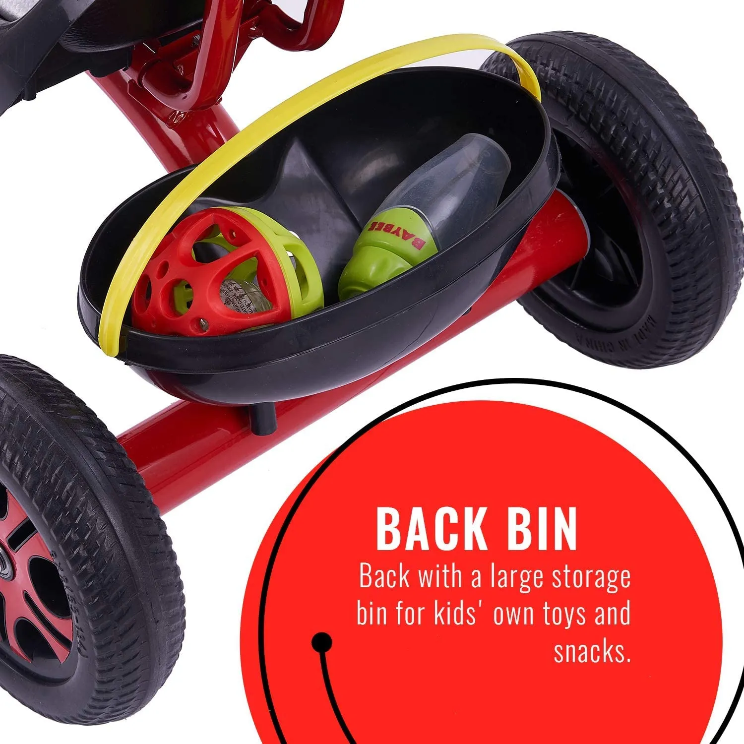 Baybee Pikachu Baby Tricycle for Kids with Eva Wheels, High Backrest, Bell & Dual Storage Baskets