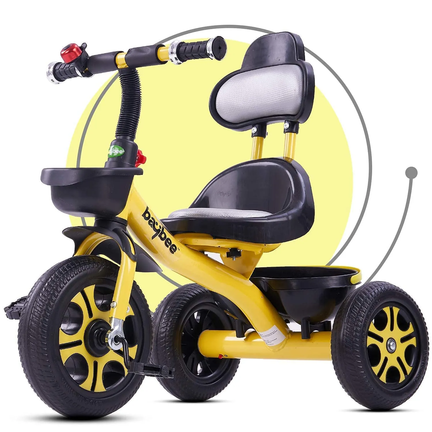 Baybee Pikachu Baby Tricycle for Kids with Eva Wheels, High Backrest, Bell & Dual Storage Baskets