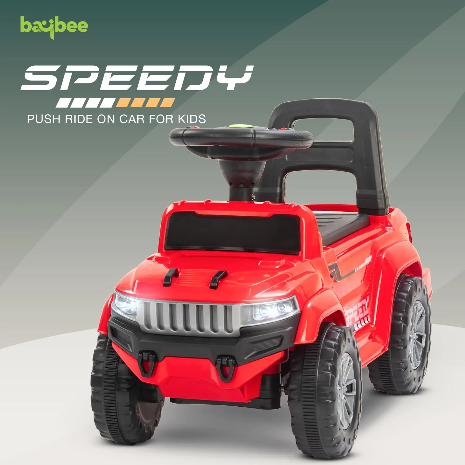 Baybee Speedy Baby Ride on Car for Kids, Push Ride on Toy Jeep with Music & LED Light, Toddlers Push Ride Baby Kids Car with Backrest, Under Seat Storage to Steering Wheel Drive 1 to 4 Years