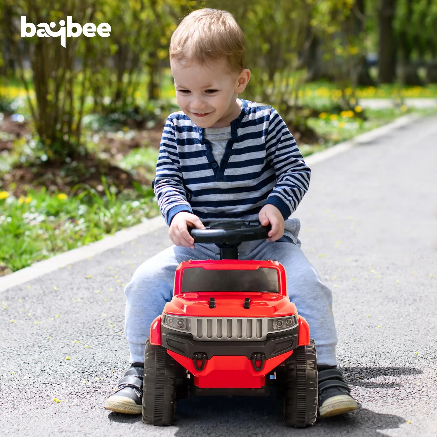 Baybee Speedy Baby Ride on Car for Kids, Push Ride on Toy Jeep with Music & LED Light, Toddlers Push Ride Baby Kids Car with Backrest, Under Seat Storage to Steering Wheel Drive 1 to 4 Years