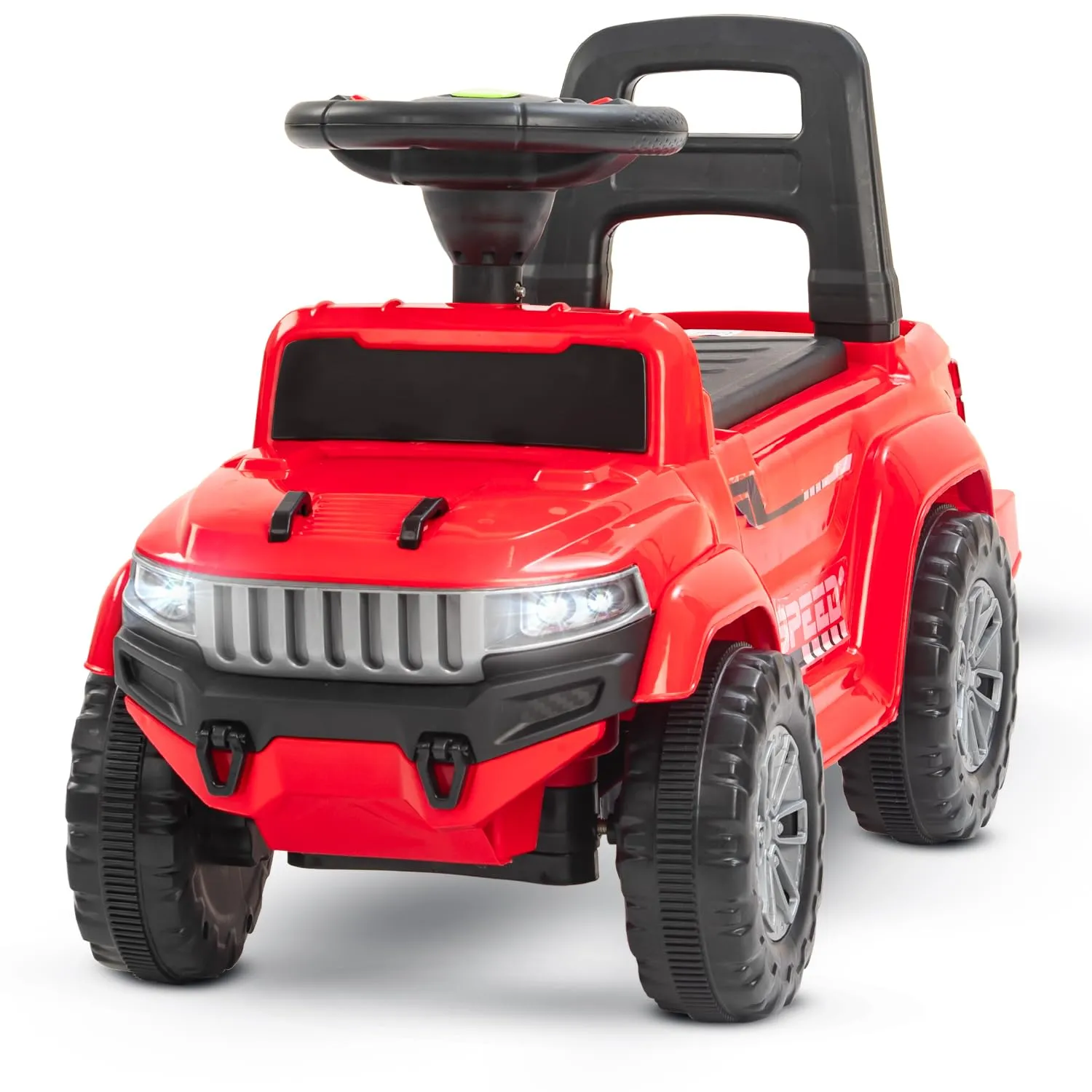 Baybee Speedy Baby Ride on Car for Kids, Push Ride on Toy Jeep with Music & LED Light, Toddlers Push Ride Baby Kids Car with Backrest, Under Seat Storage to Steering Wheel Drive 1 to 4 Years
