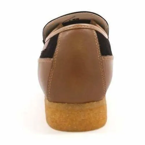 British Walkers Power Men's Brown and Tan Leather Crepe Sole Slip Ons