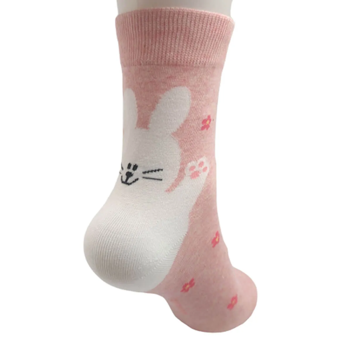 Bunny and Flowers Half Crew Socks