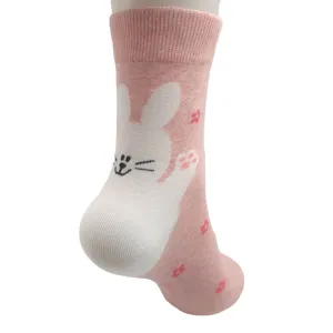 Bunny and Flowers Half Crew Socks