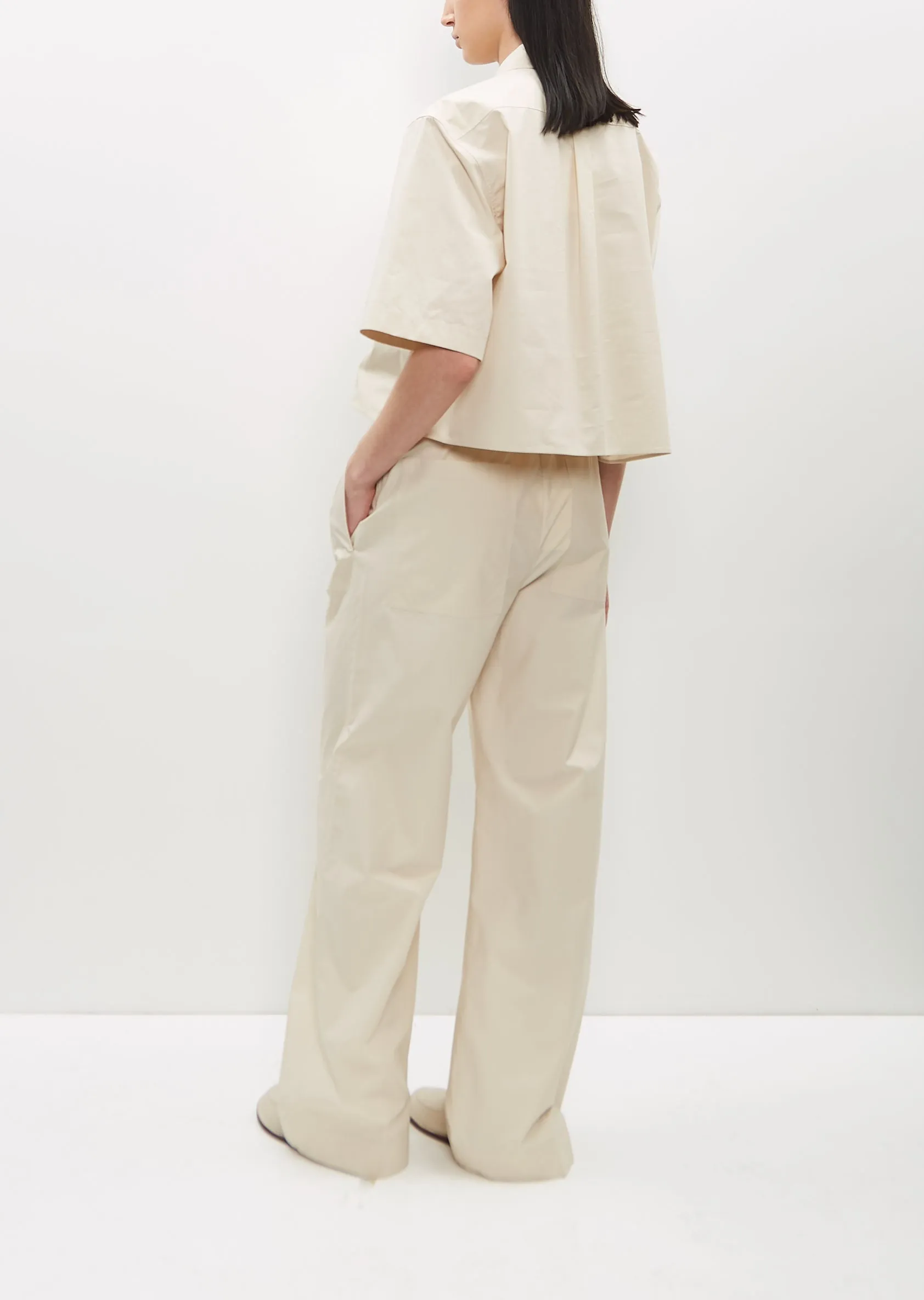 Cropped Cotton Poplin Shirt — Stone