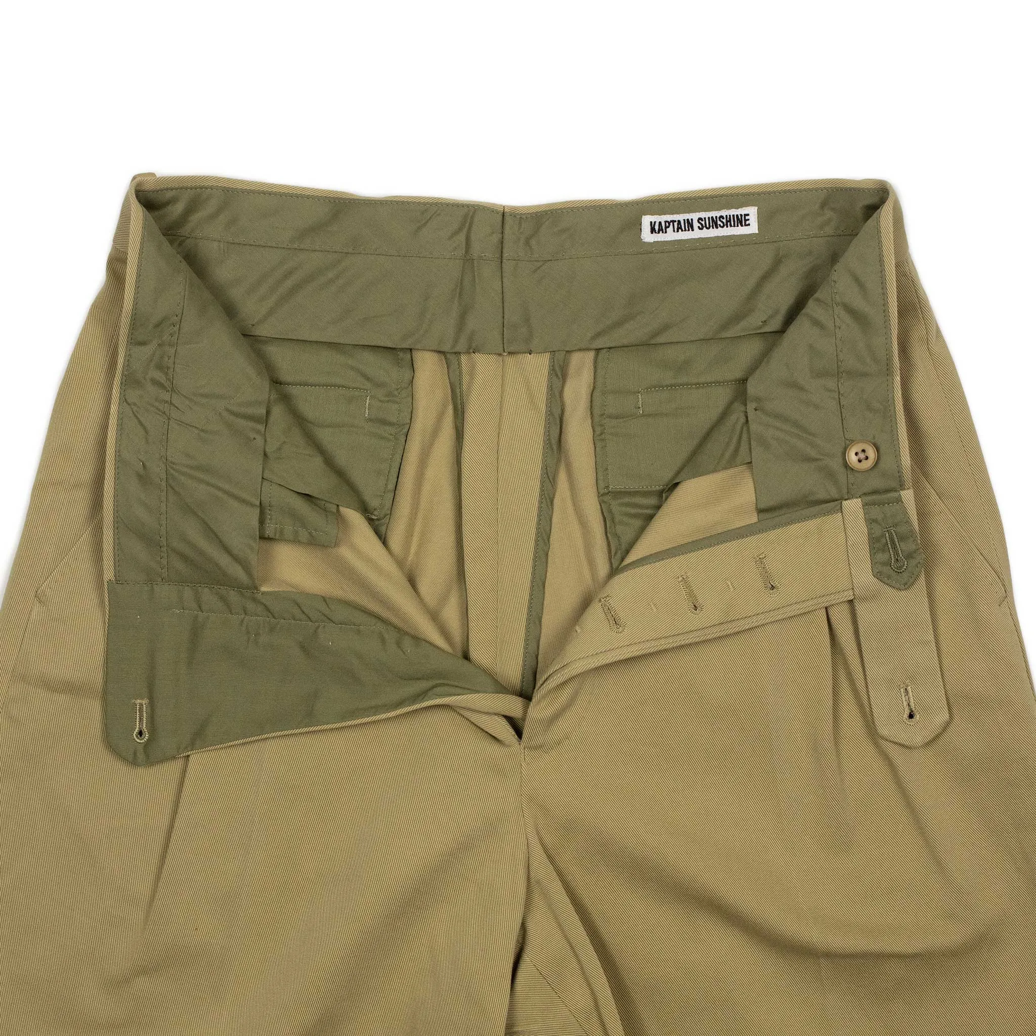 Double pleated trousers in beige cotton twill (separates)