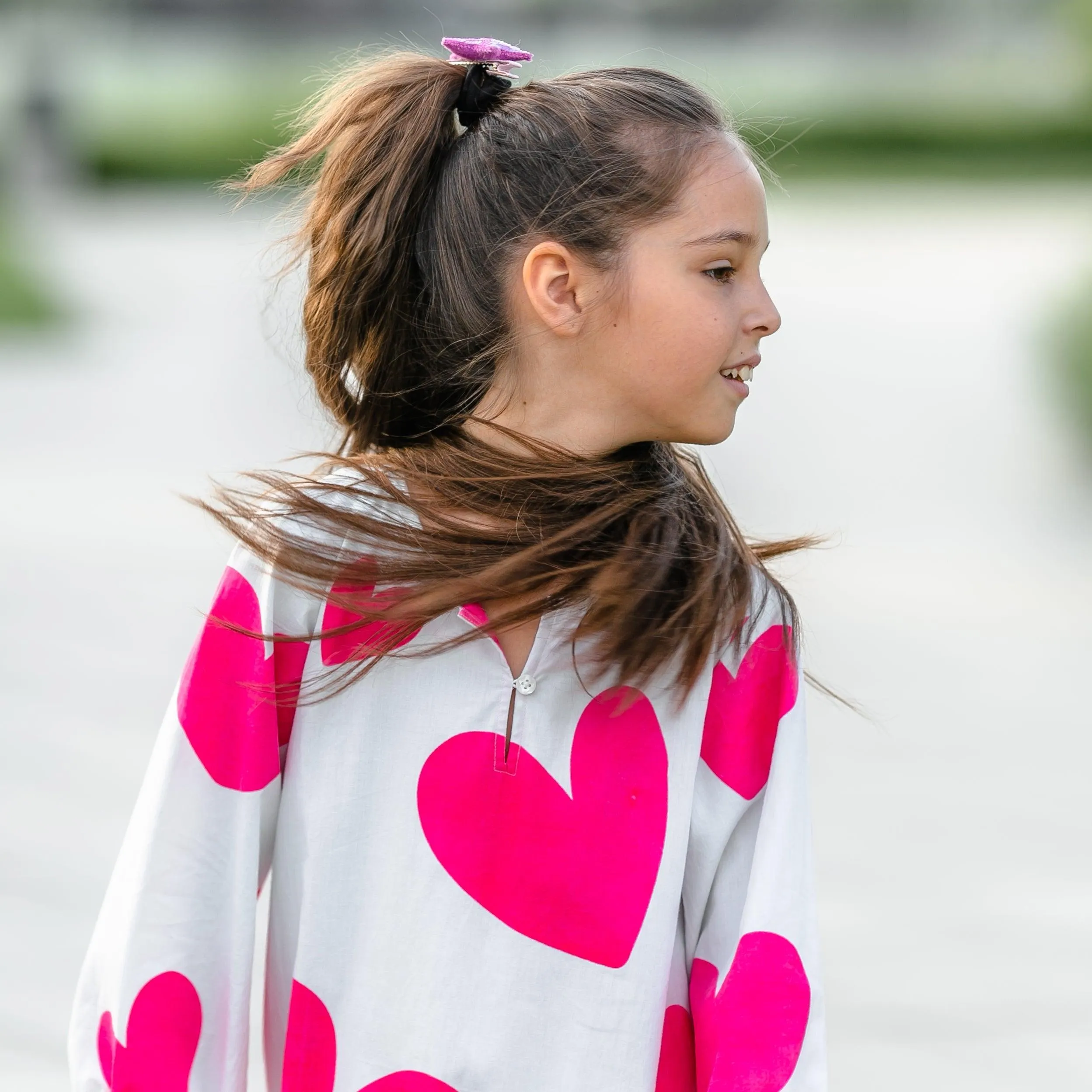 Dreamcatcher- White Dress with Pink Hearts for Girls