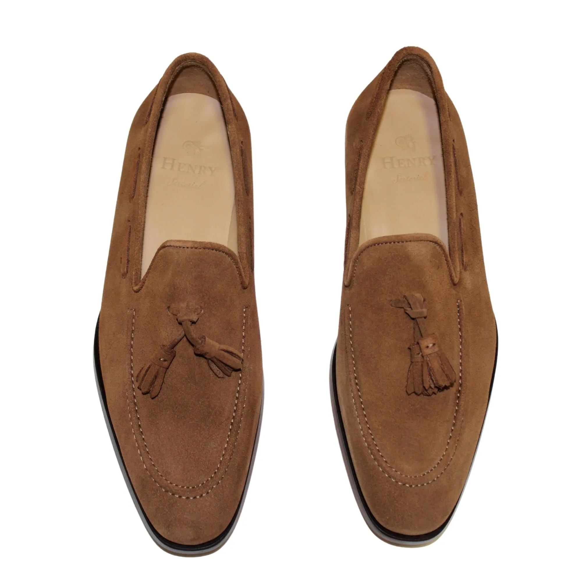 HENRY SARTORIAL Suede Wesley Loafers TOBACCO