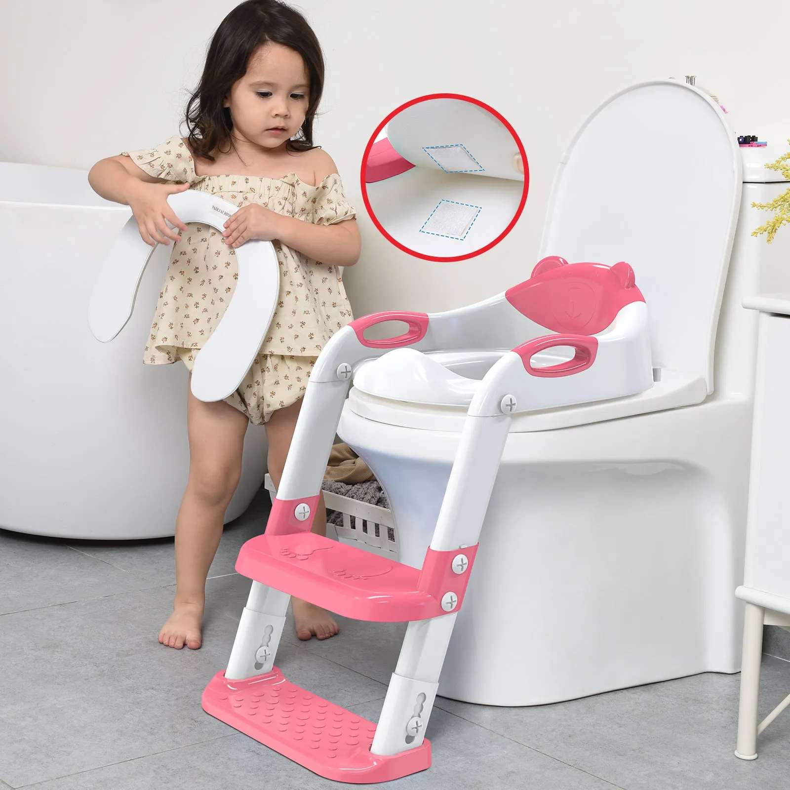 Hot Pink 8839 Potty Training Seat Double Pedal Ladder