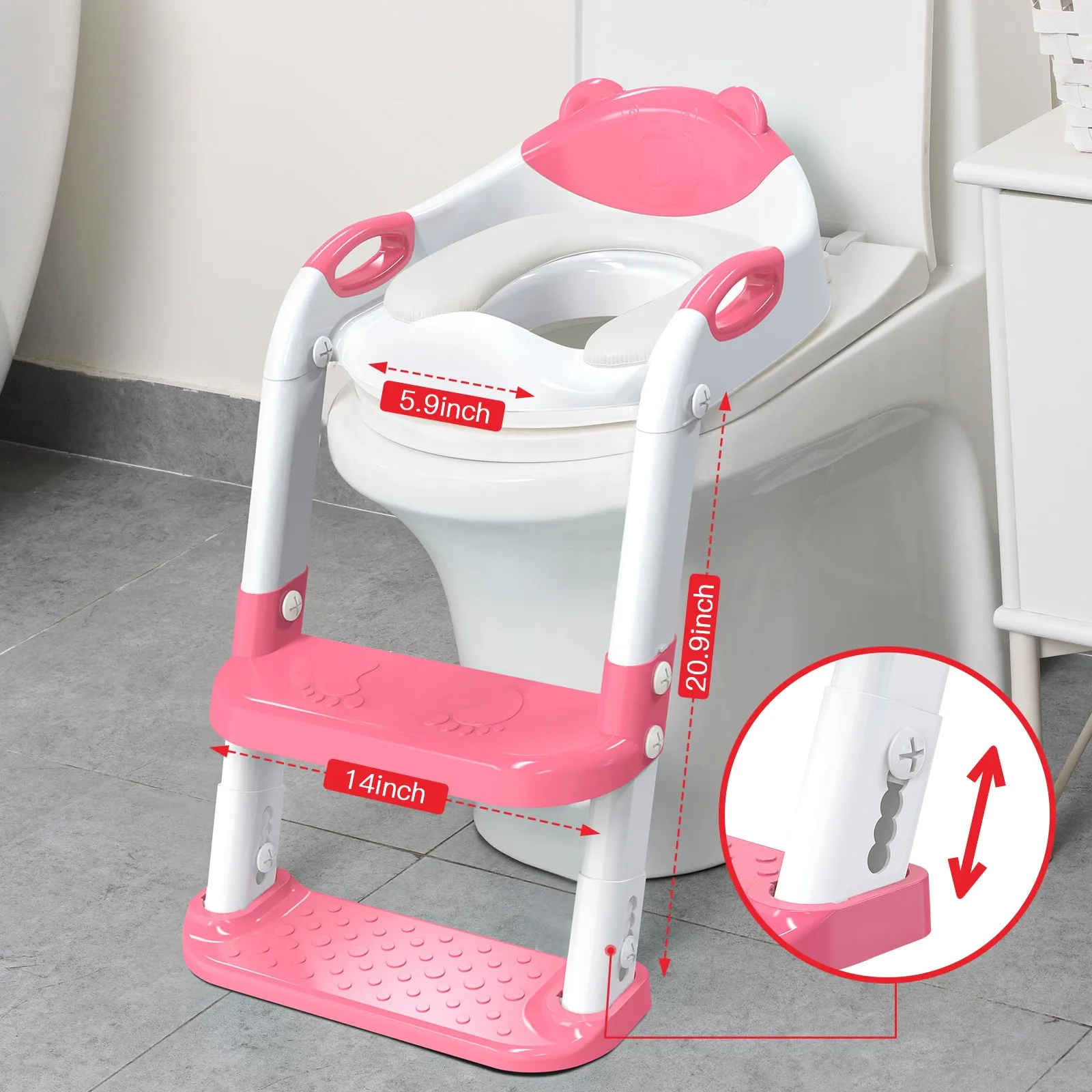 Hot Pink 8839 Potty Training Seat Double Pedal Ladder