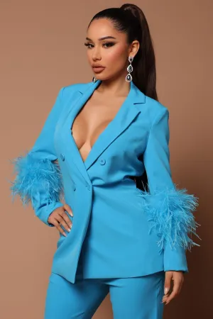 Ivyshape | Blazer with Feathers and Trouser Pants Set for Women