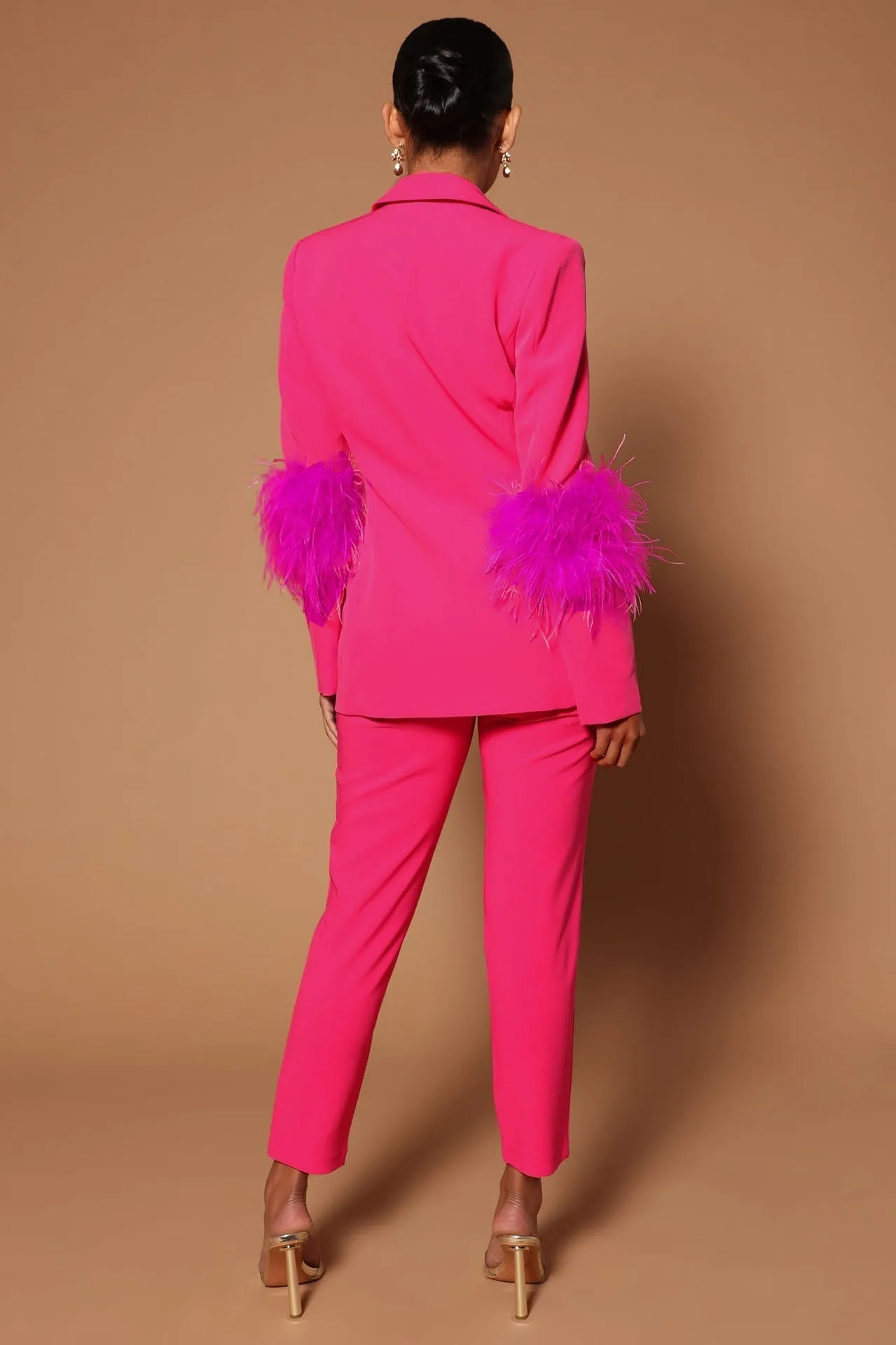Ivyshape | Blazer with Feathers and Trouser Pants Set for Women