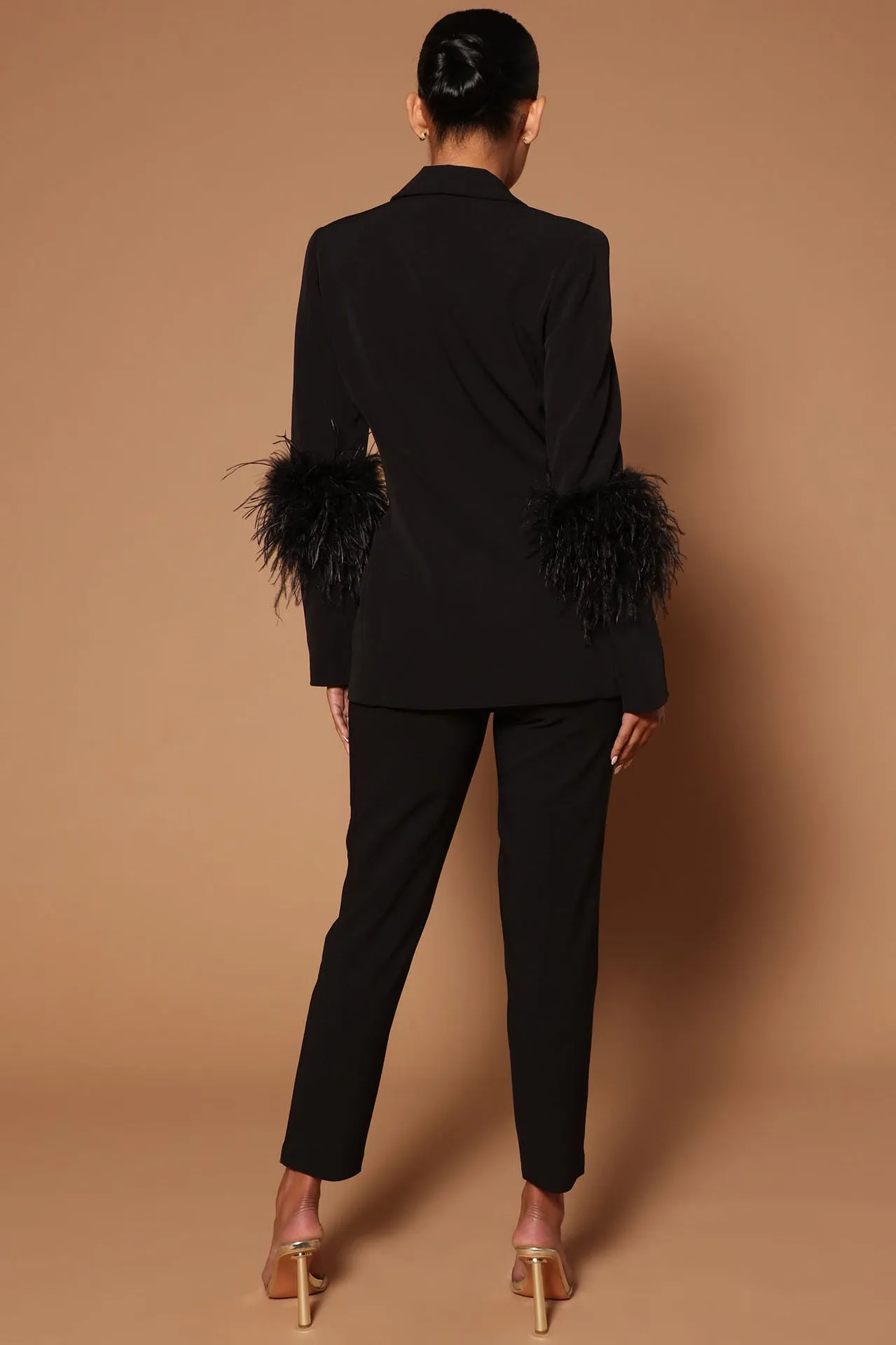 Ivyshape | Blazer with Feathers and Trouser Pants Set for Women