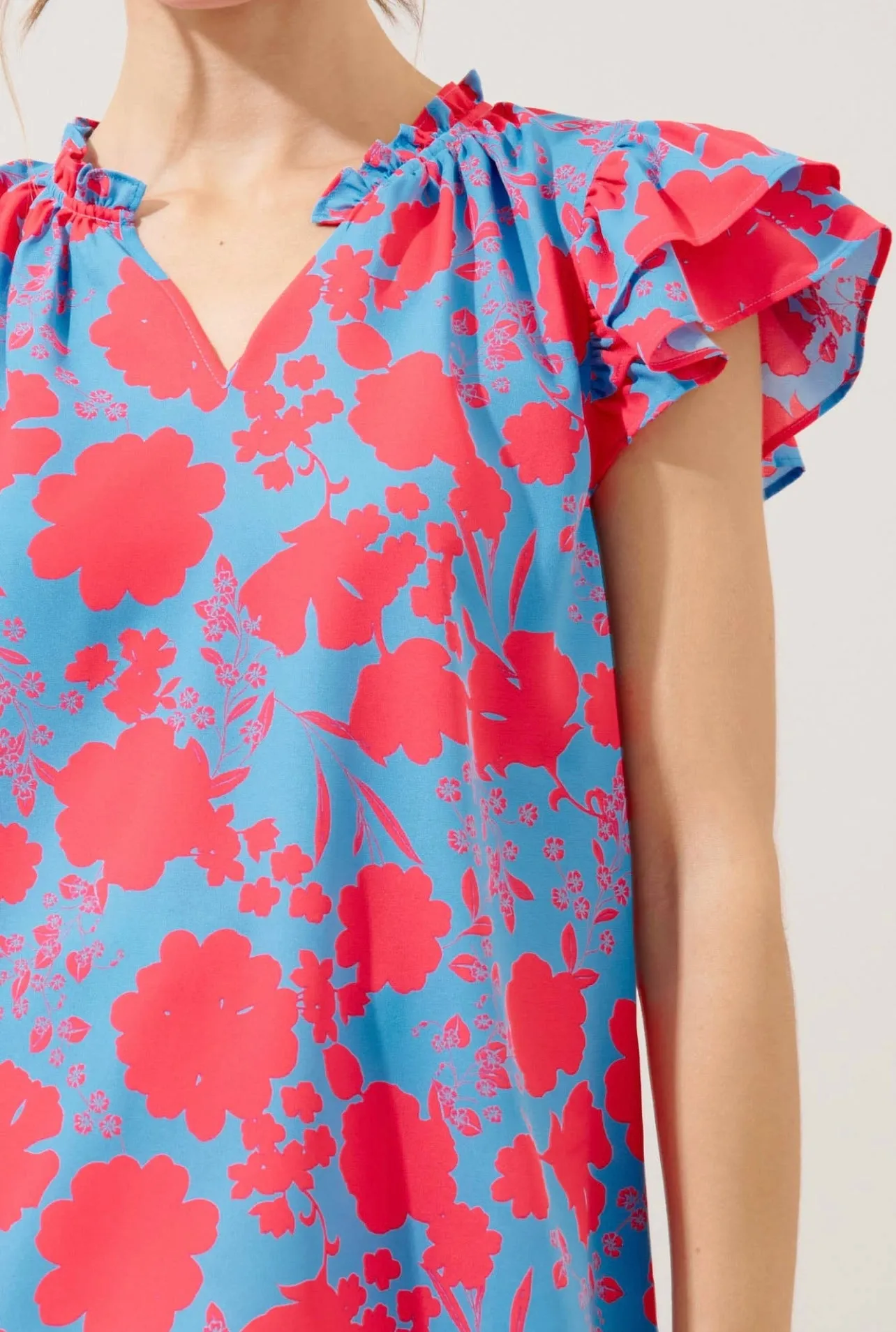 Juliana Floral Bellissima Ruffle Sleeve Top