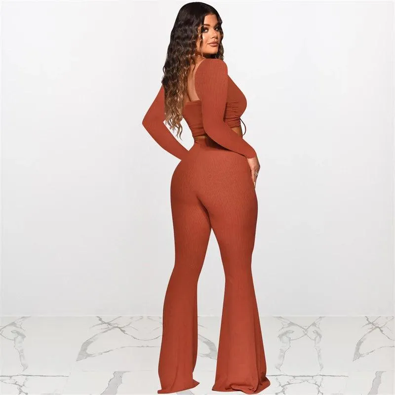 Knit Rib Drawstring Ruched Sets