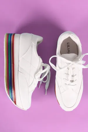Liliana Striped Lace Up Flatform Sneaker