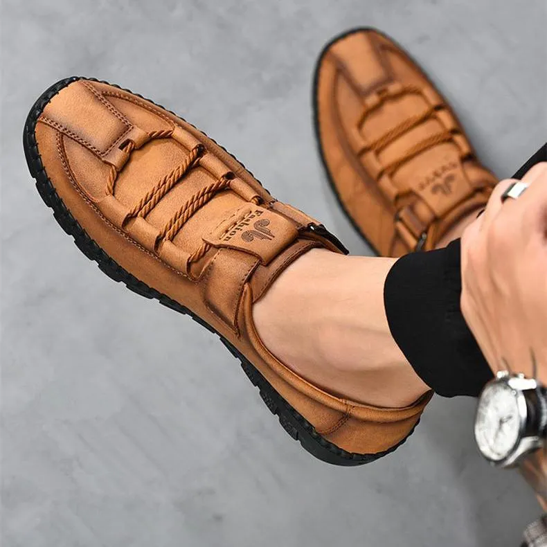 Mens Men Handmade Casual Fashion Sneakers Genuine Leather Loafers Moccasins Breathable Slip On Shoes