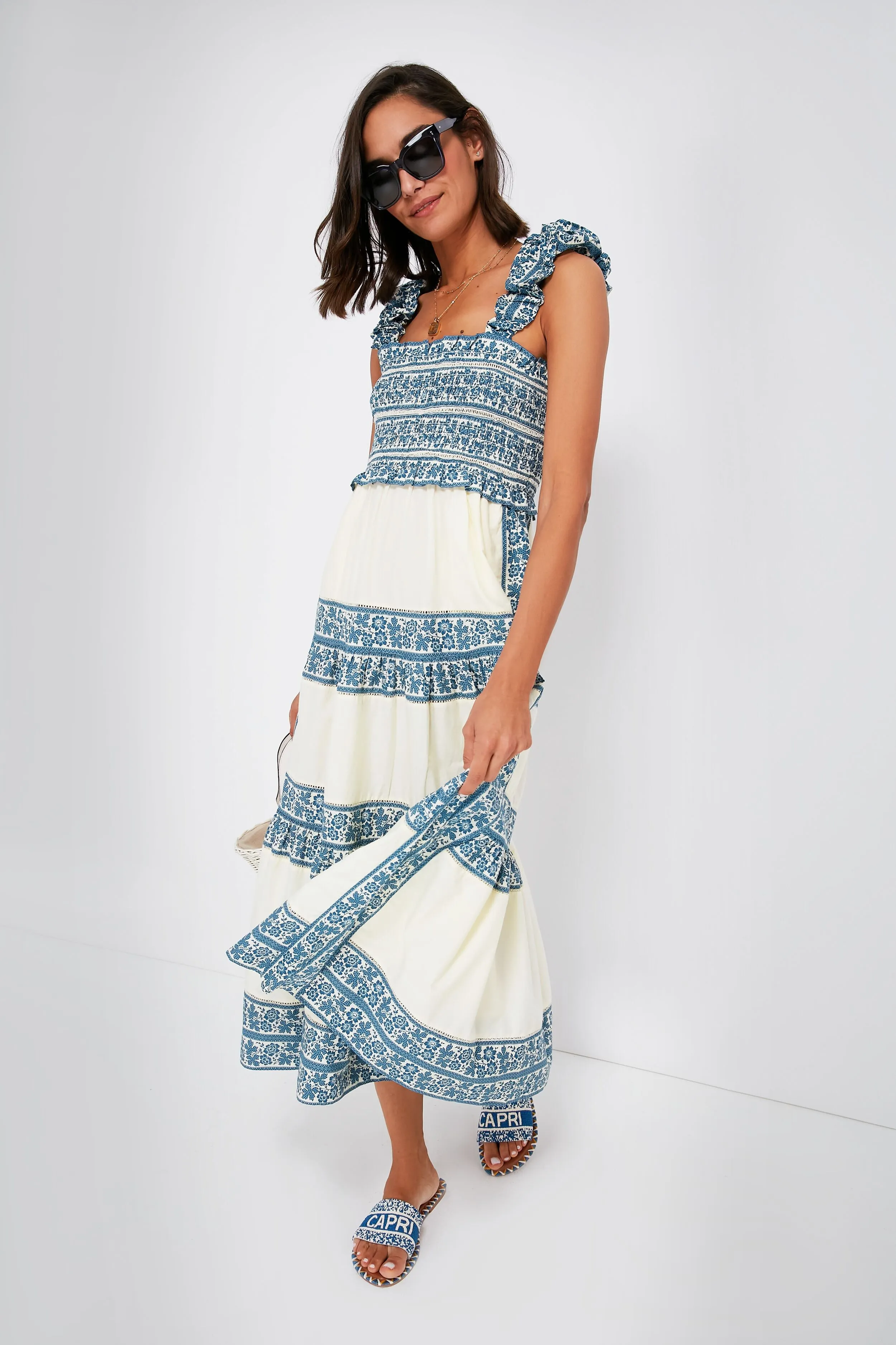 Multi Arlo Print Smocked Sleeveless Dress