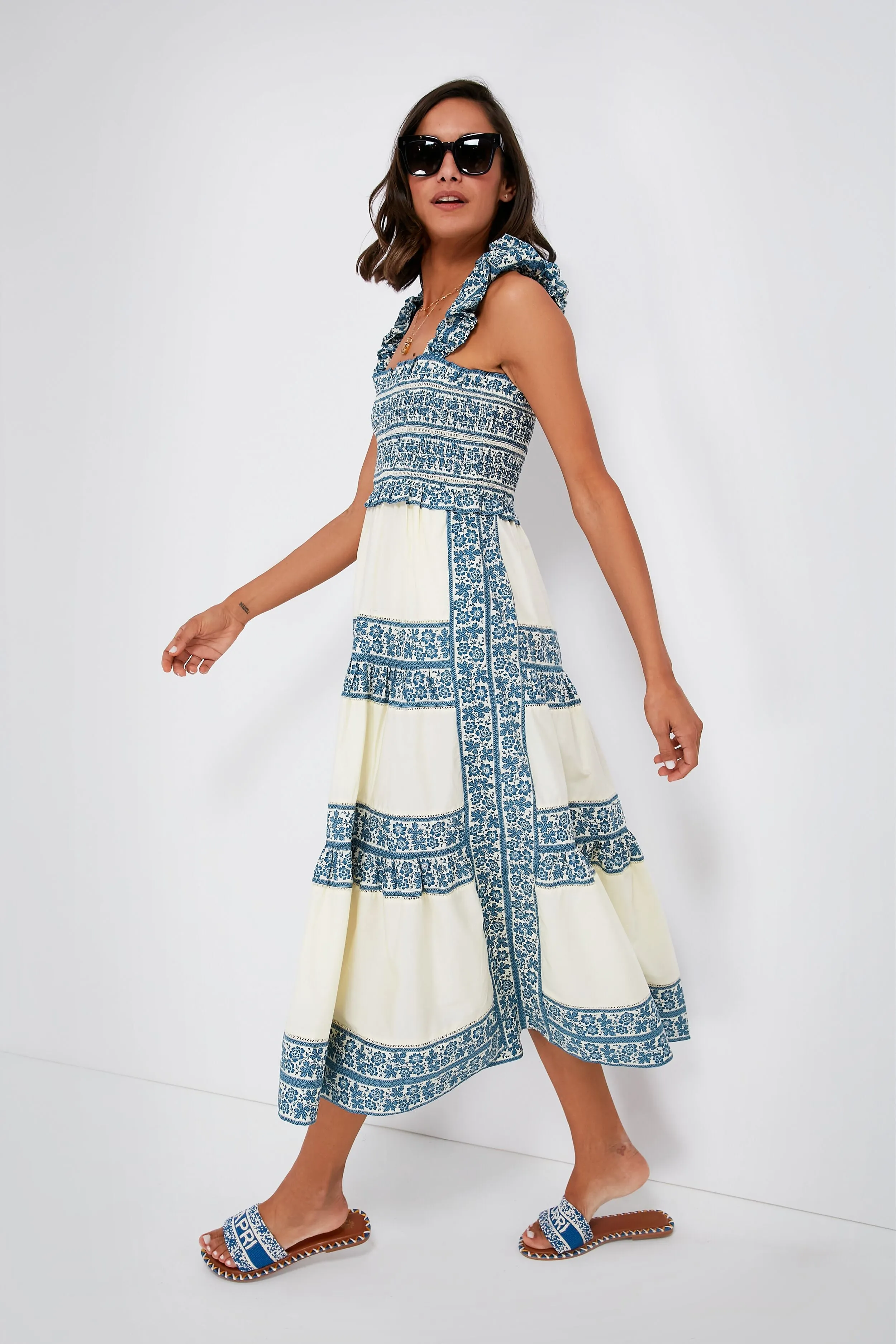 Multi Arlo Print Smocked Sleeveless Dress