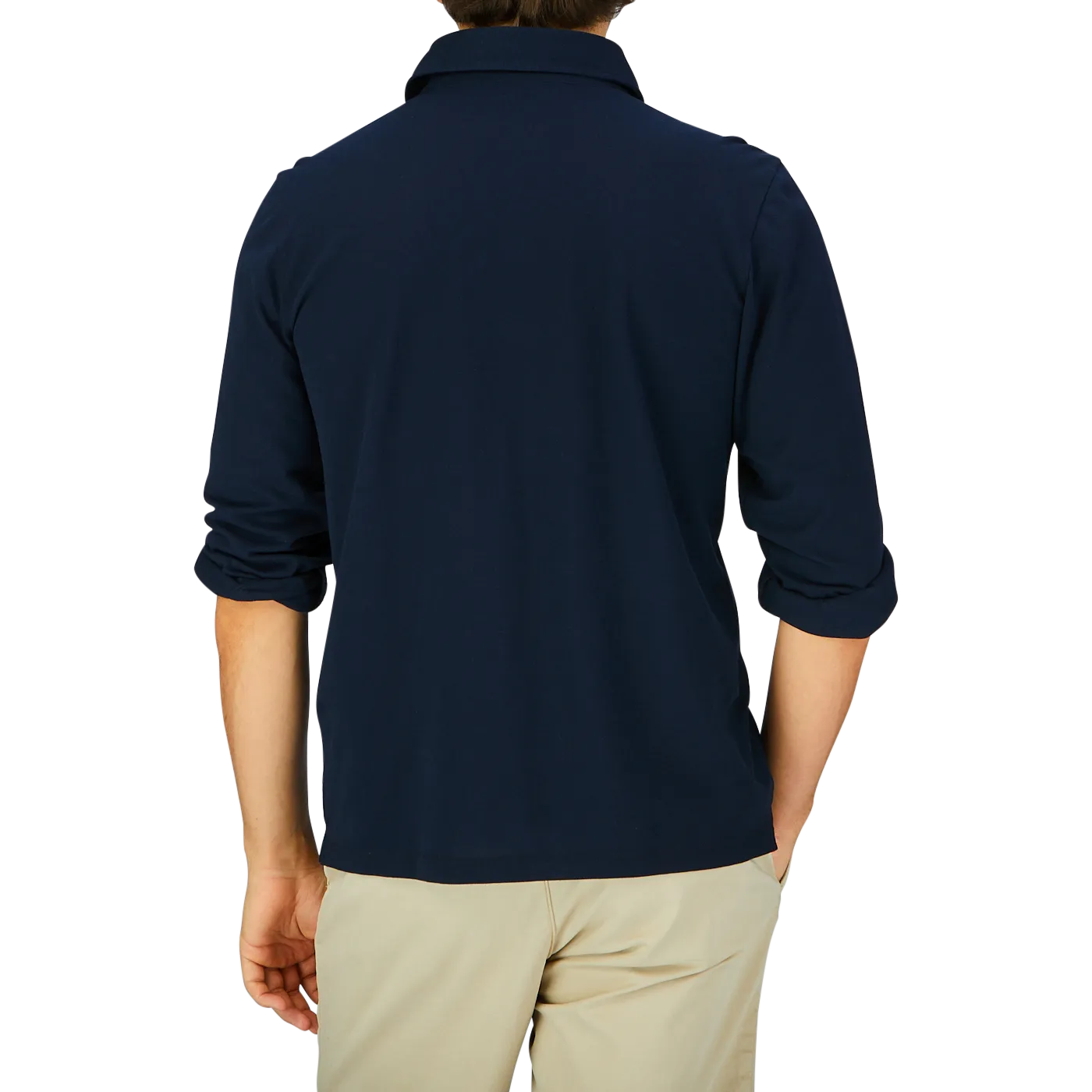Navy Cotton Jersey Popover Shirt