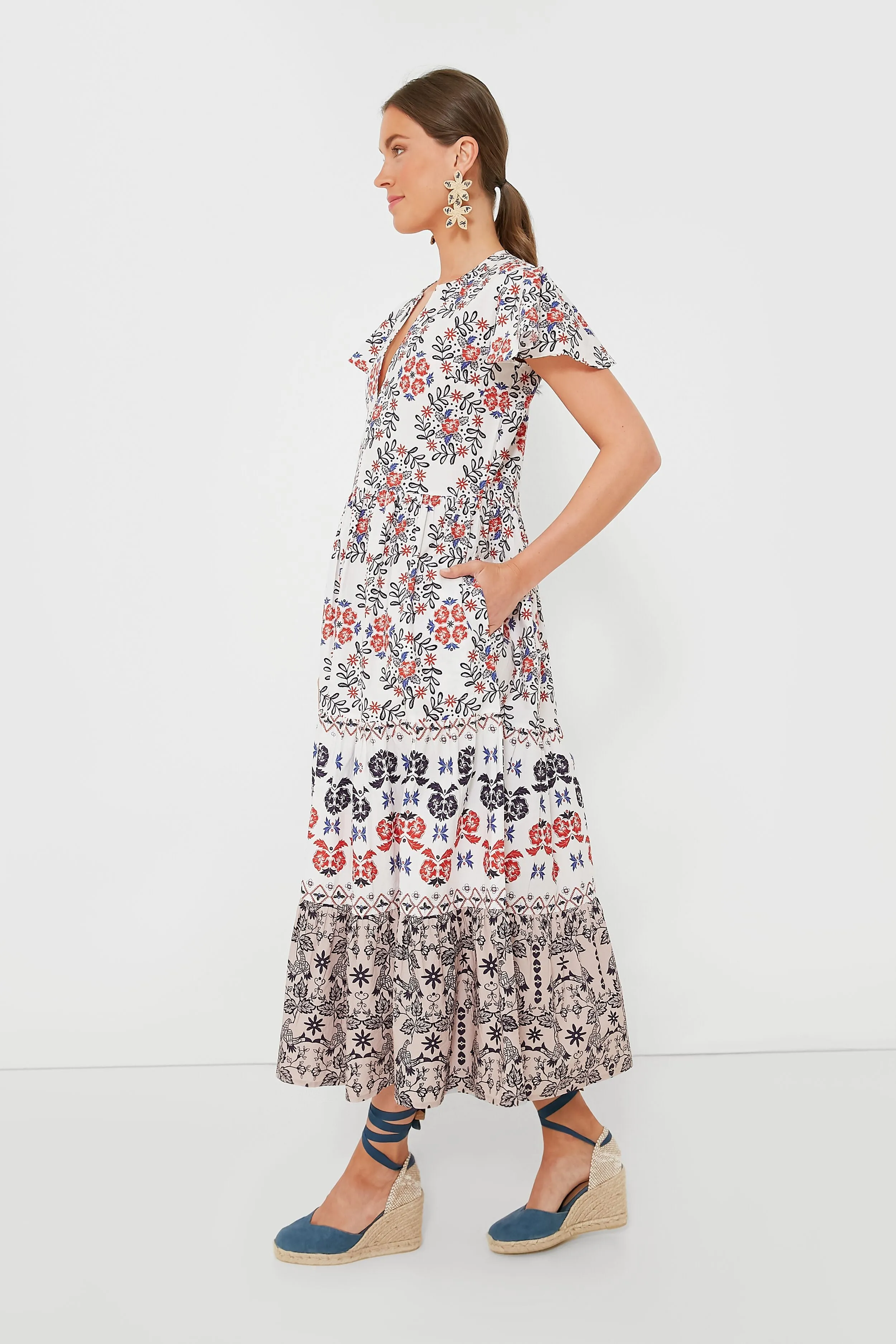 Navy Paradiso V Neck Maxi Dress