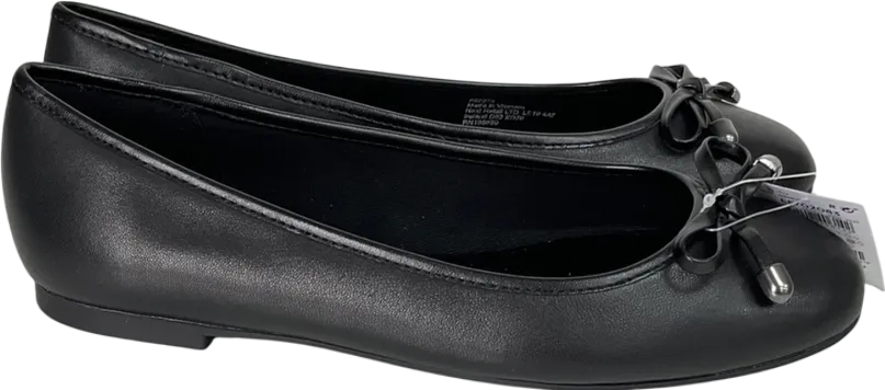 Next Black Round Toe Leather Ballerina Shoes UK 4 EU 37 