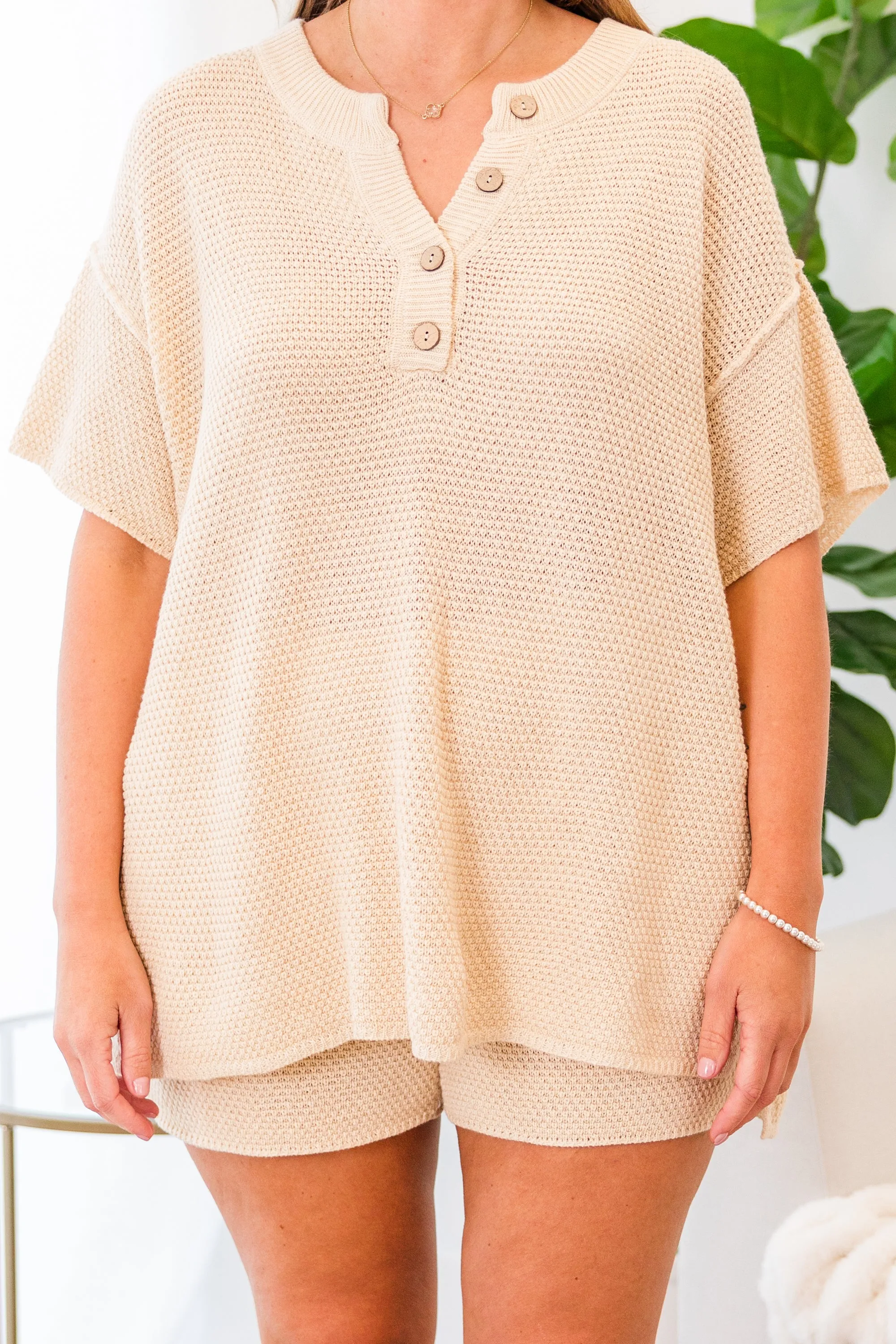 Off In Paradise Sweater Set, Beige