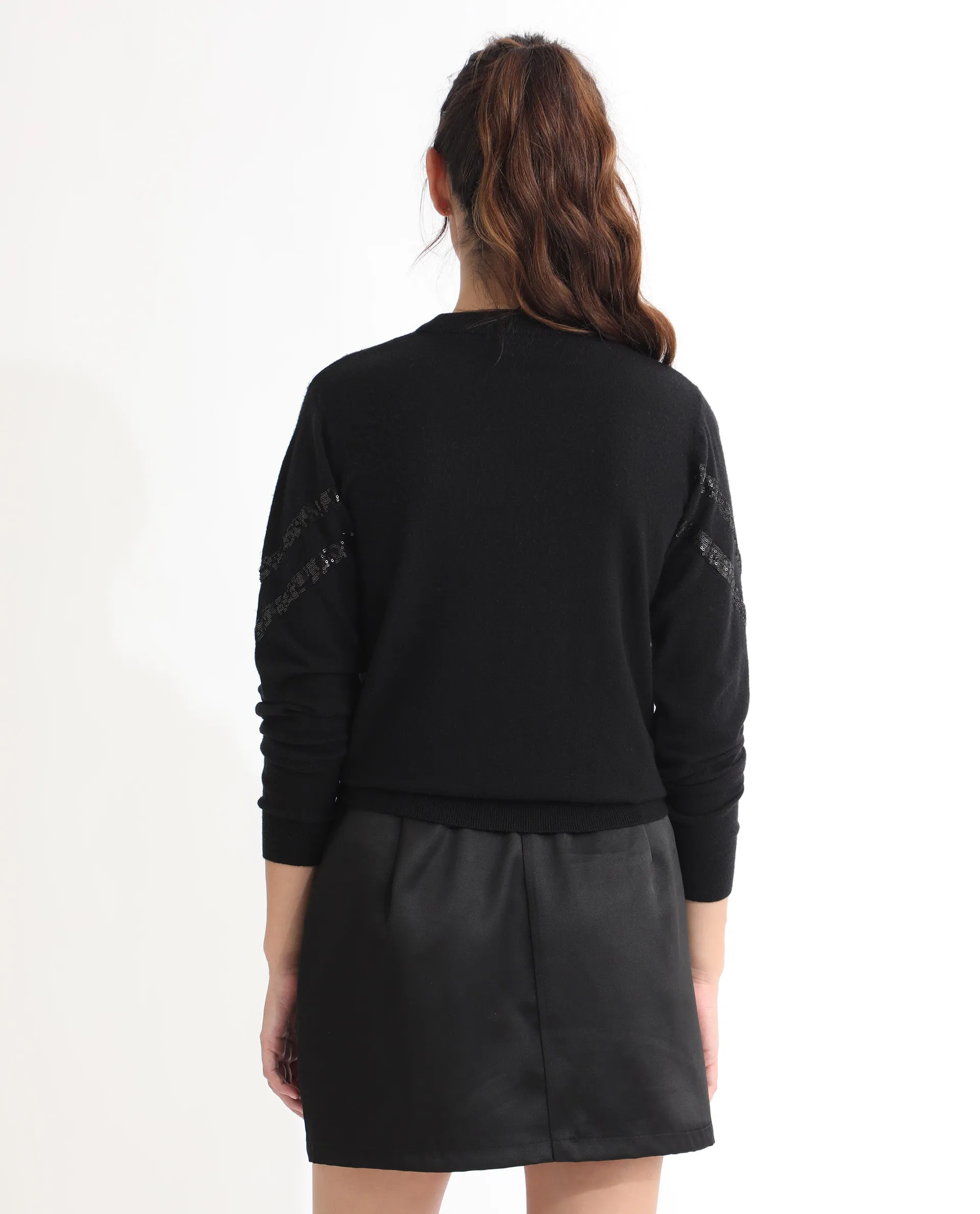 Rareism Women Warher Black Polyester Fabric Button Closure Regular Fit Plain Mini Skirt