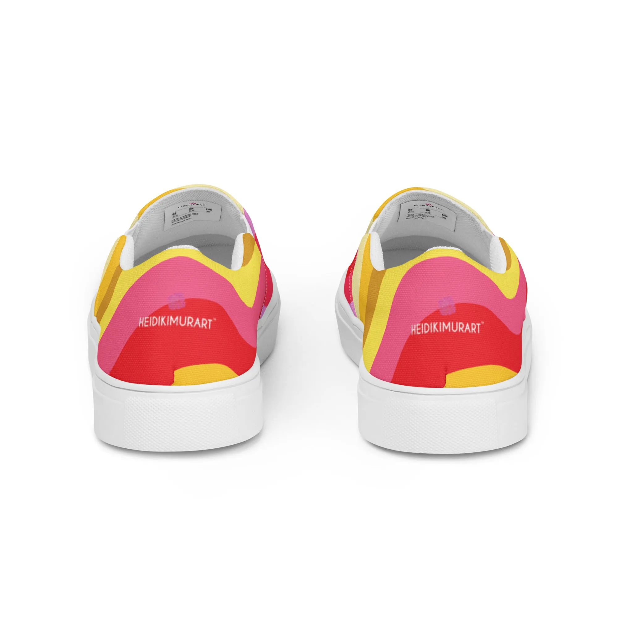 Red Rainbow Swirl Women's Sneakers, Gay Pride Rainbow Striped Print Women’s Slip-On Canvas Shoes (US Size: 5-12)