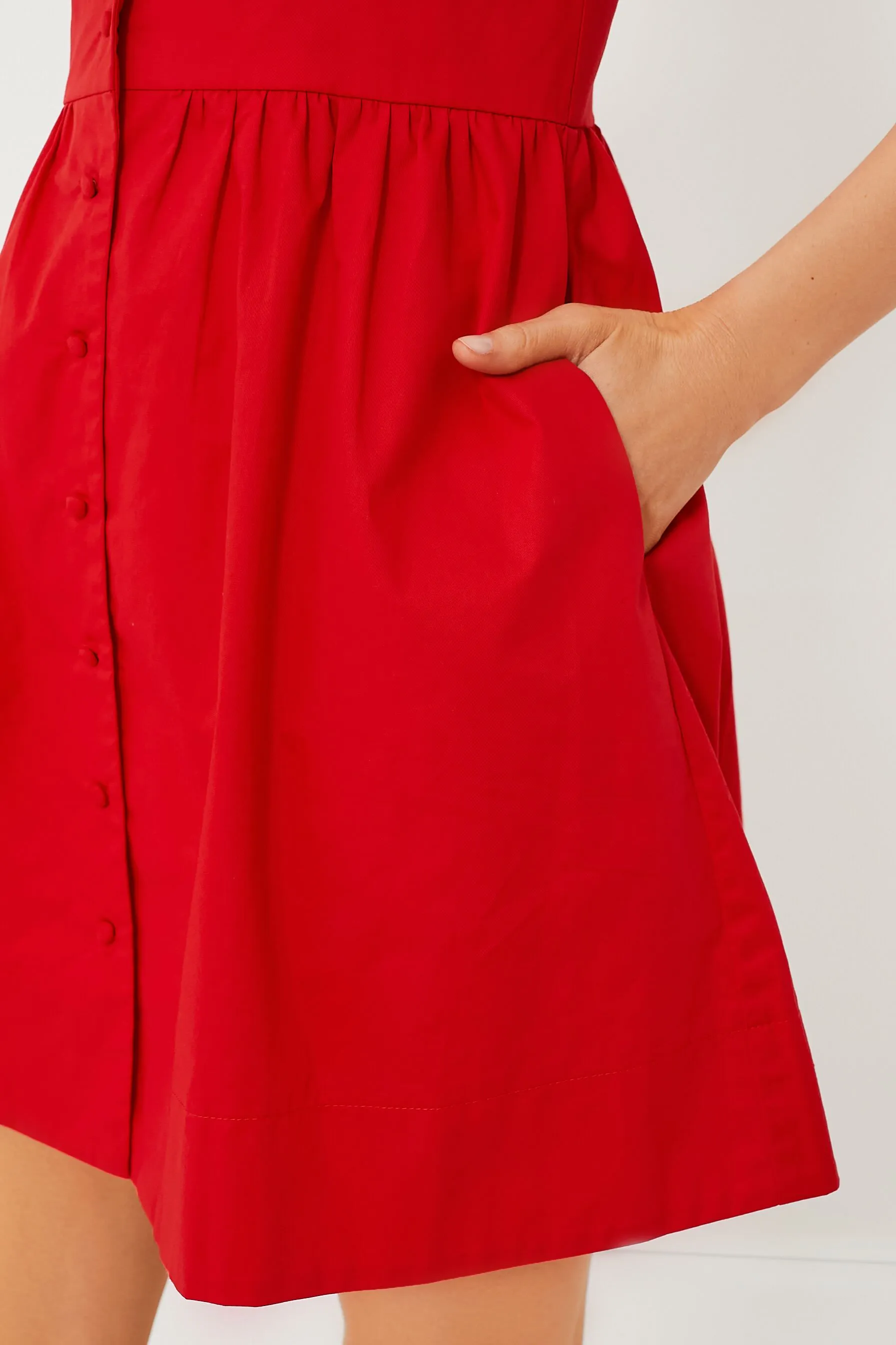 Red Sleeveless Noelle Shirt Dress