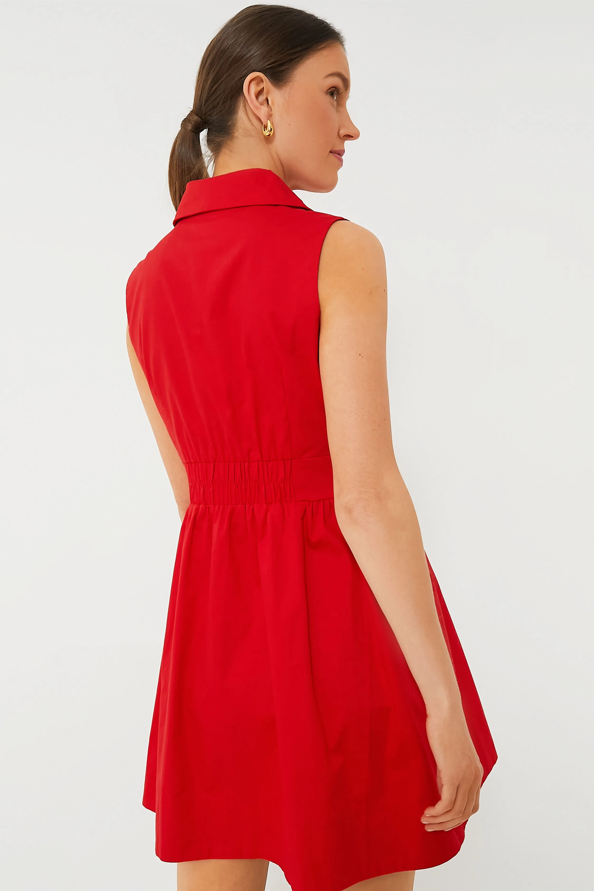 Red Sleeveless Noelle Shirt Dress