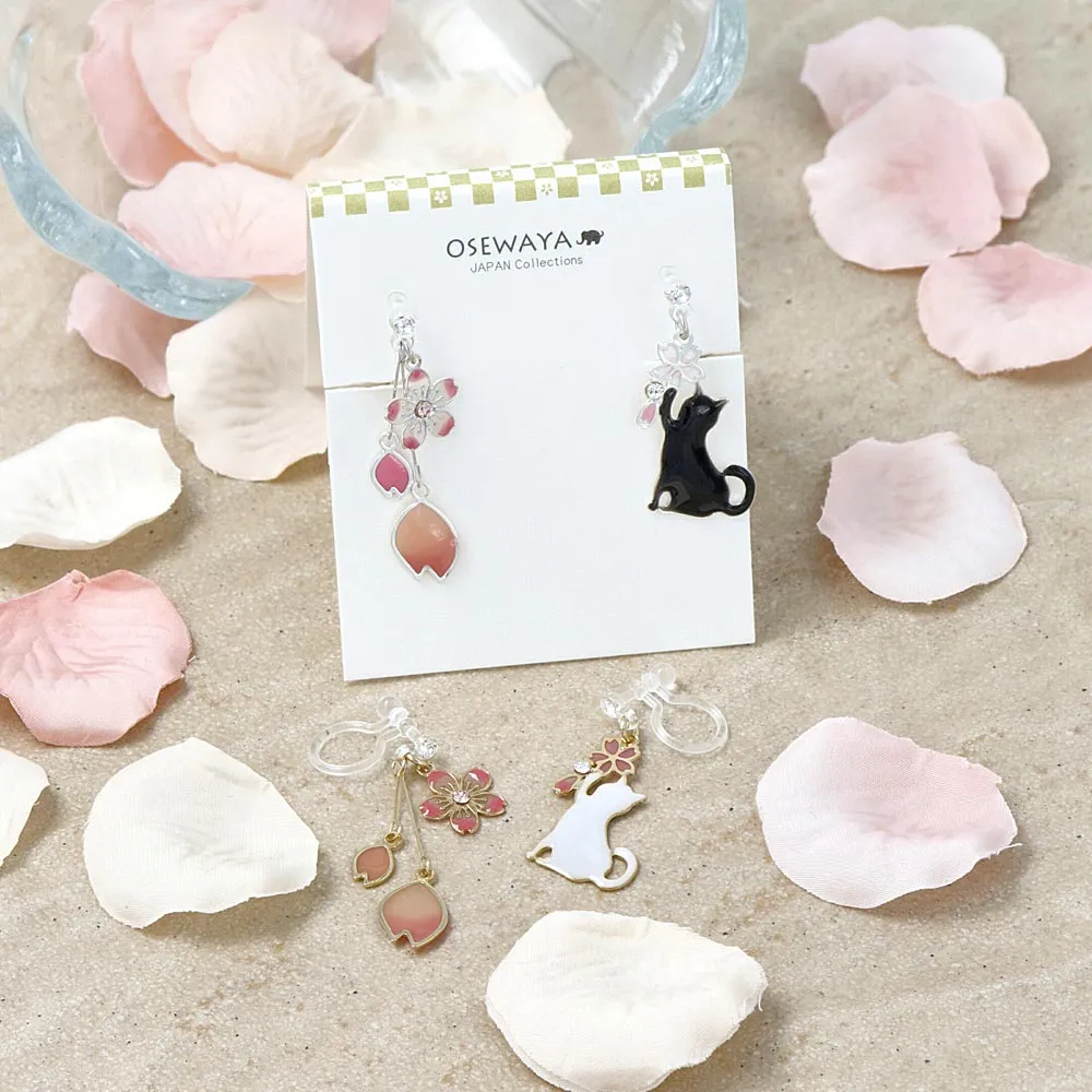 Sakura Cat Asymmetrical Invisible Clip Ons