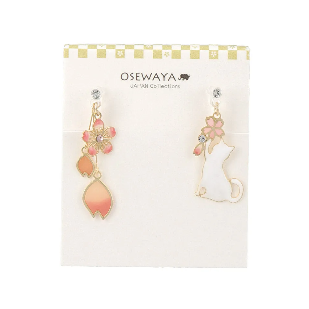 Sakura Cat Asymmetrical Invisible Clip Ons