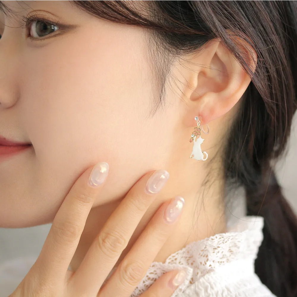 Sakura Cat Asymmetrical Invisible Clip Ons
