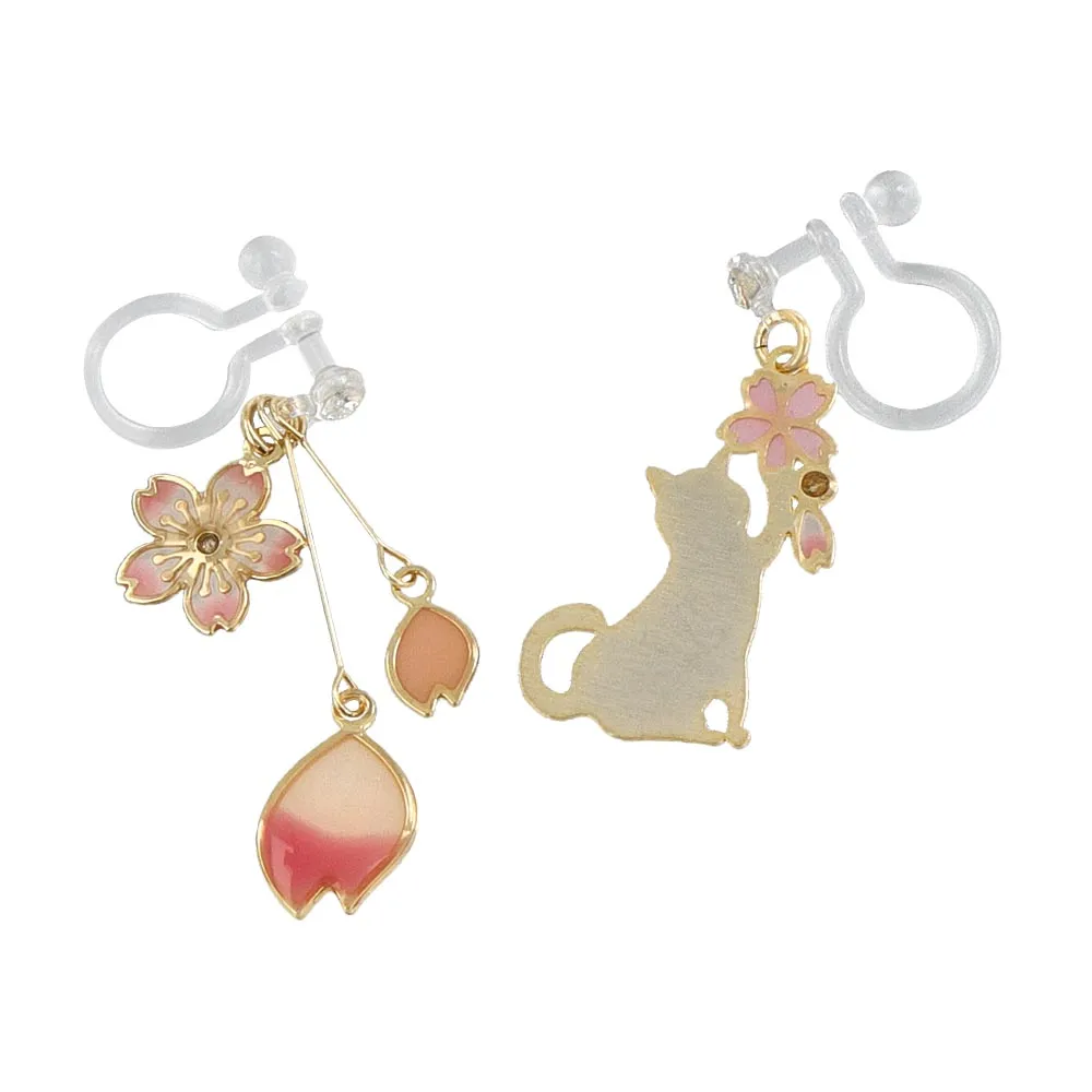 Sakura Cat Asymmetrical Invisible Clip Ons