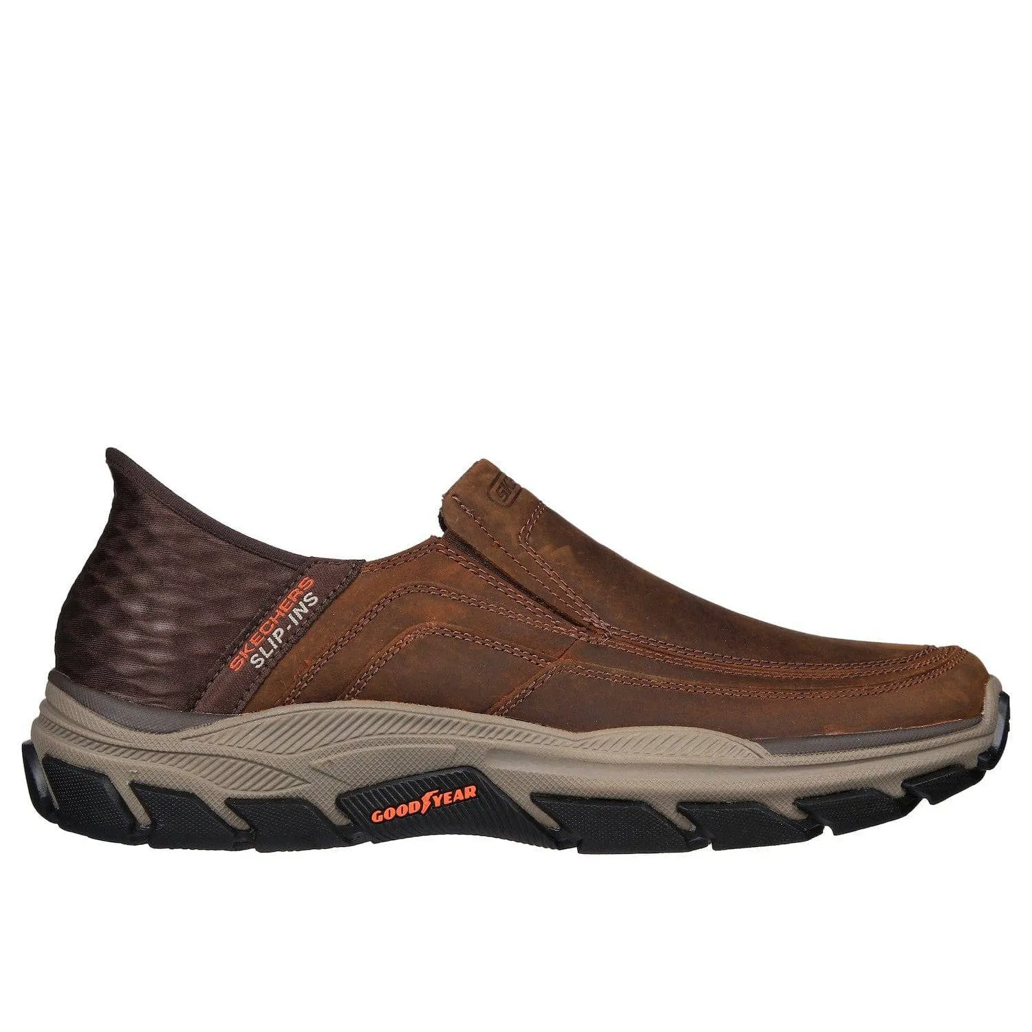 Skechers 204810 Respected - Elgin Hands Free Relaxed Fit Mens Wide Brown Leather Slip On Loafers