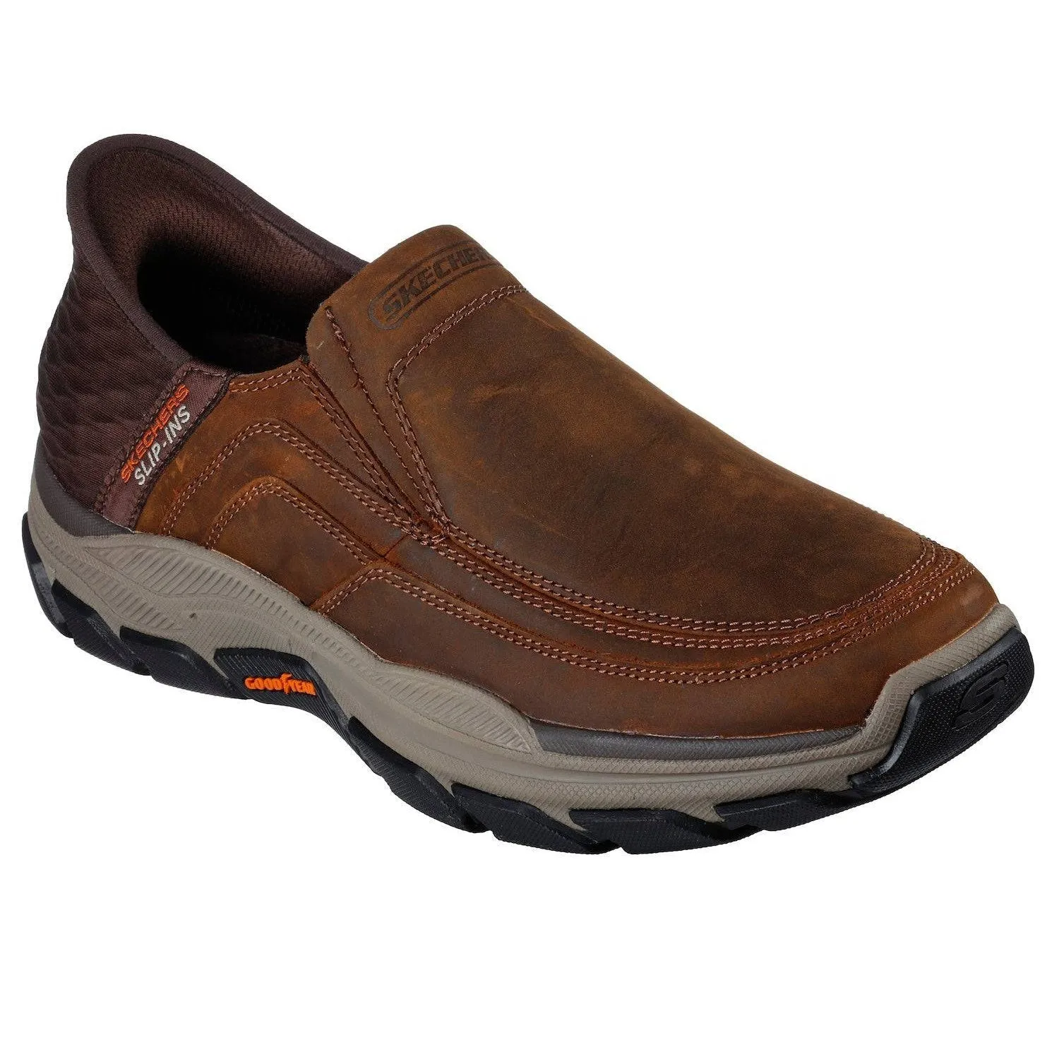 Skechers 204810 Respected - Elgin Hands Free Relaxed Fit Mens Wide Brown Leather Slip On Loafers